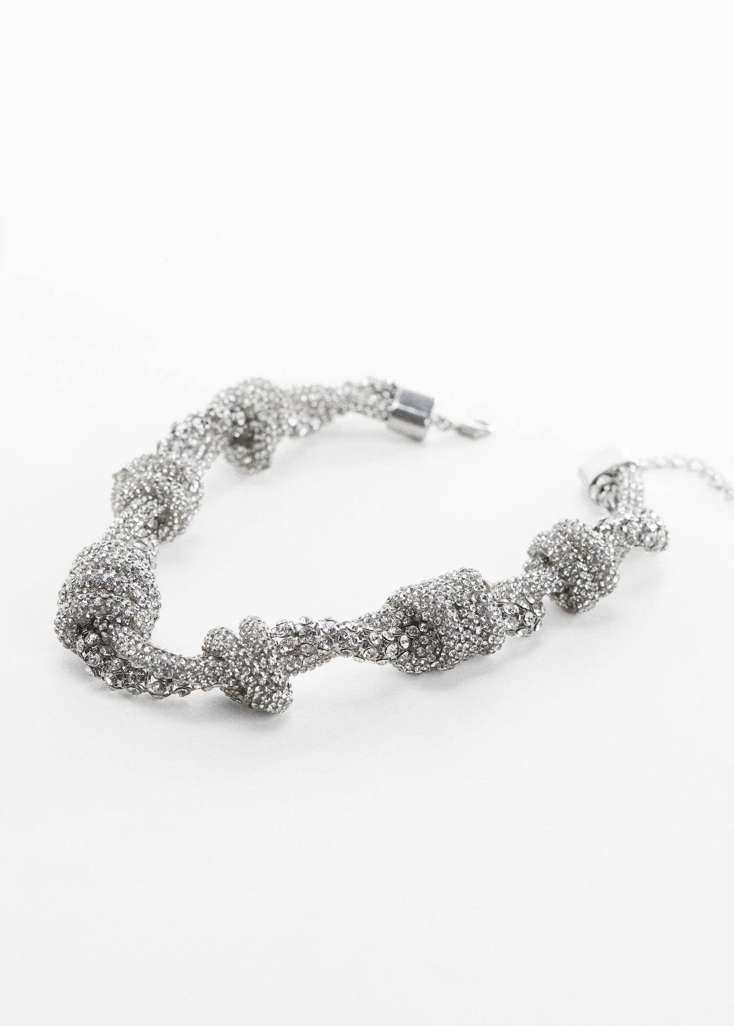 Collar Nudos Cristales Plateado