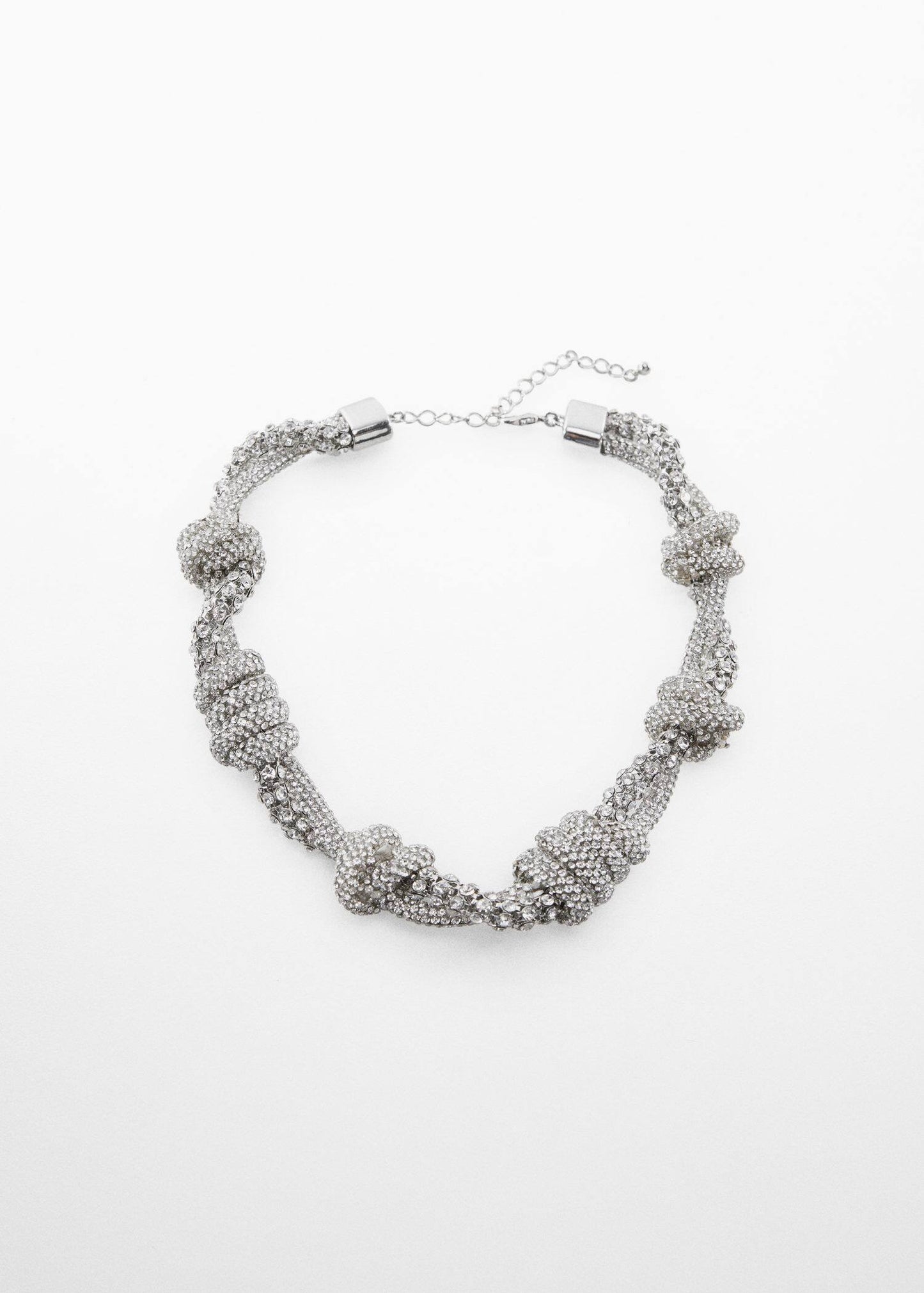 Collar Nudos Cristales Plateado