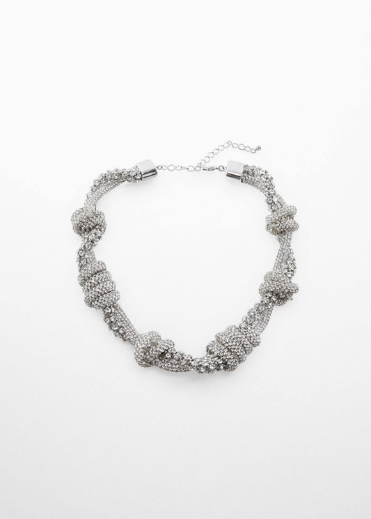 Collar Nudos Cristales Plateado