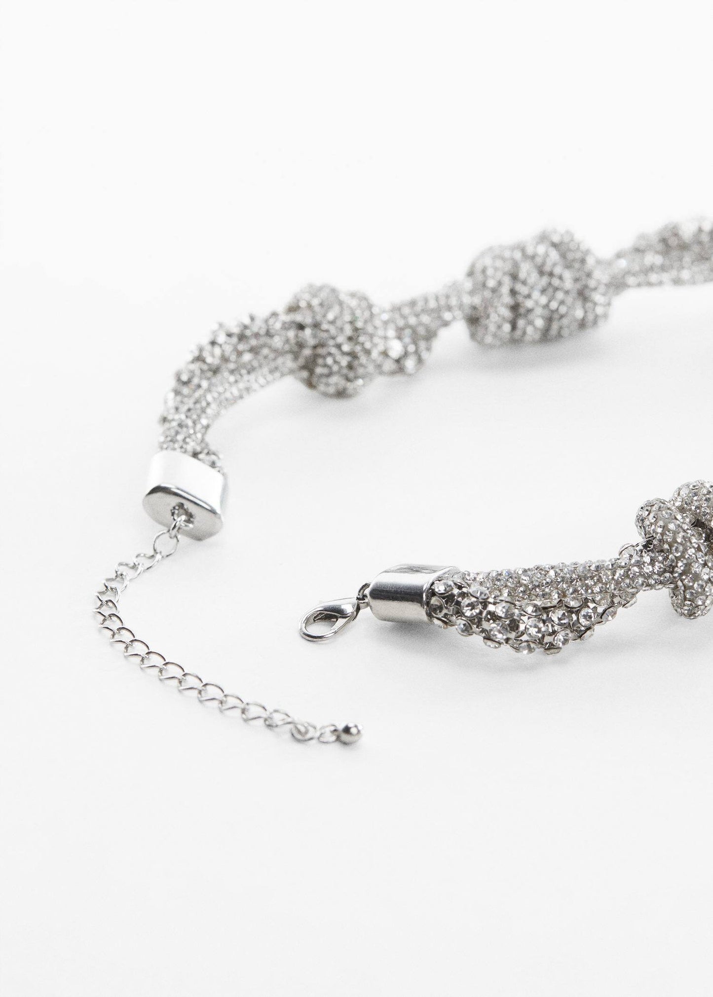 Collar Nudos Cristales Plateado