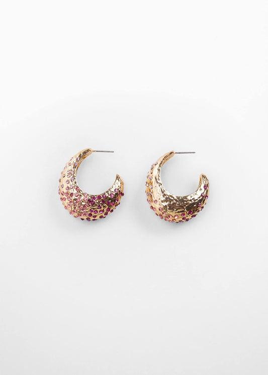 Pendientes Aros Cristales Dorado