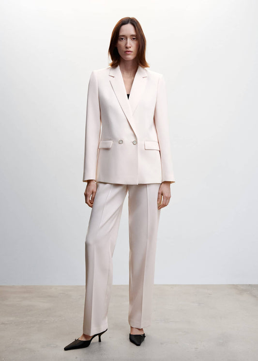 Pantalón Traje Cintura Elástica Beige