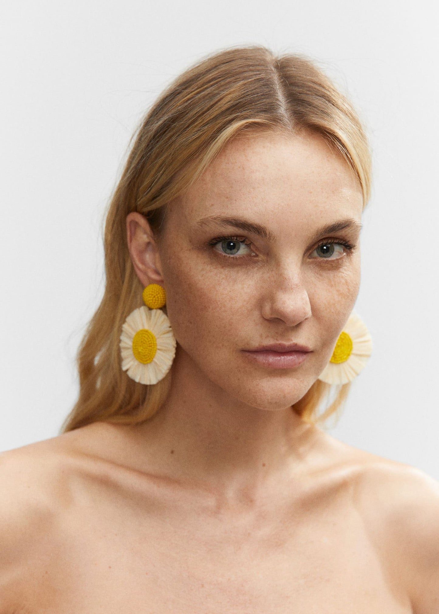 Pendientes Rafia Amarillo/Blanco