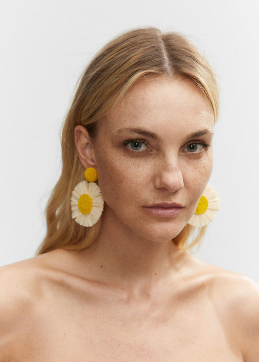 Pendientes Rafia Amarillo/Blanco