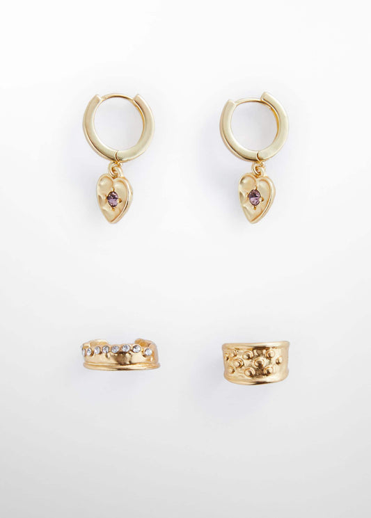 Set Pendientes Combinados Dorado