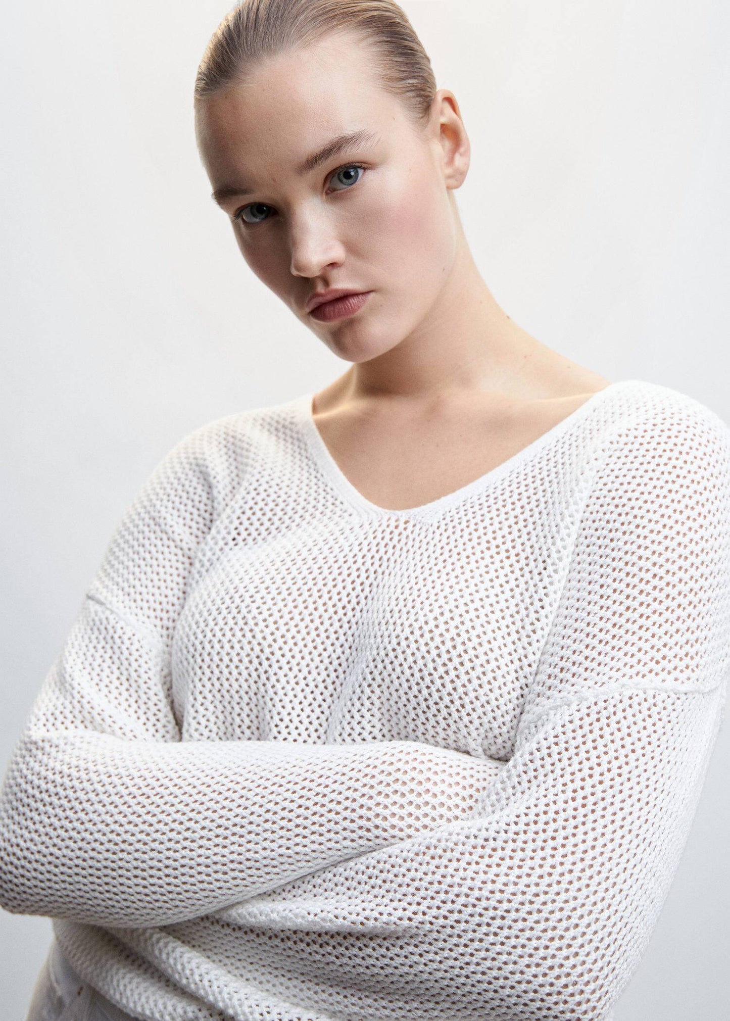 Sudadera Cuello Pico Blanco