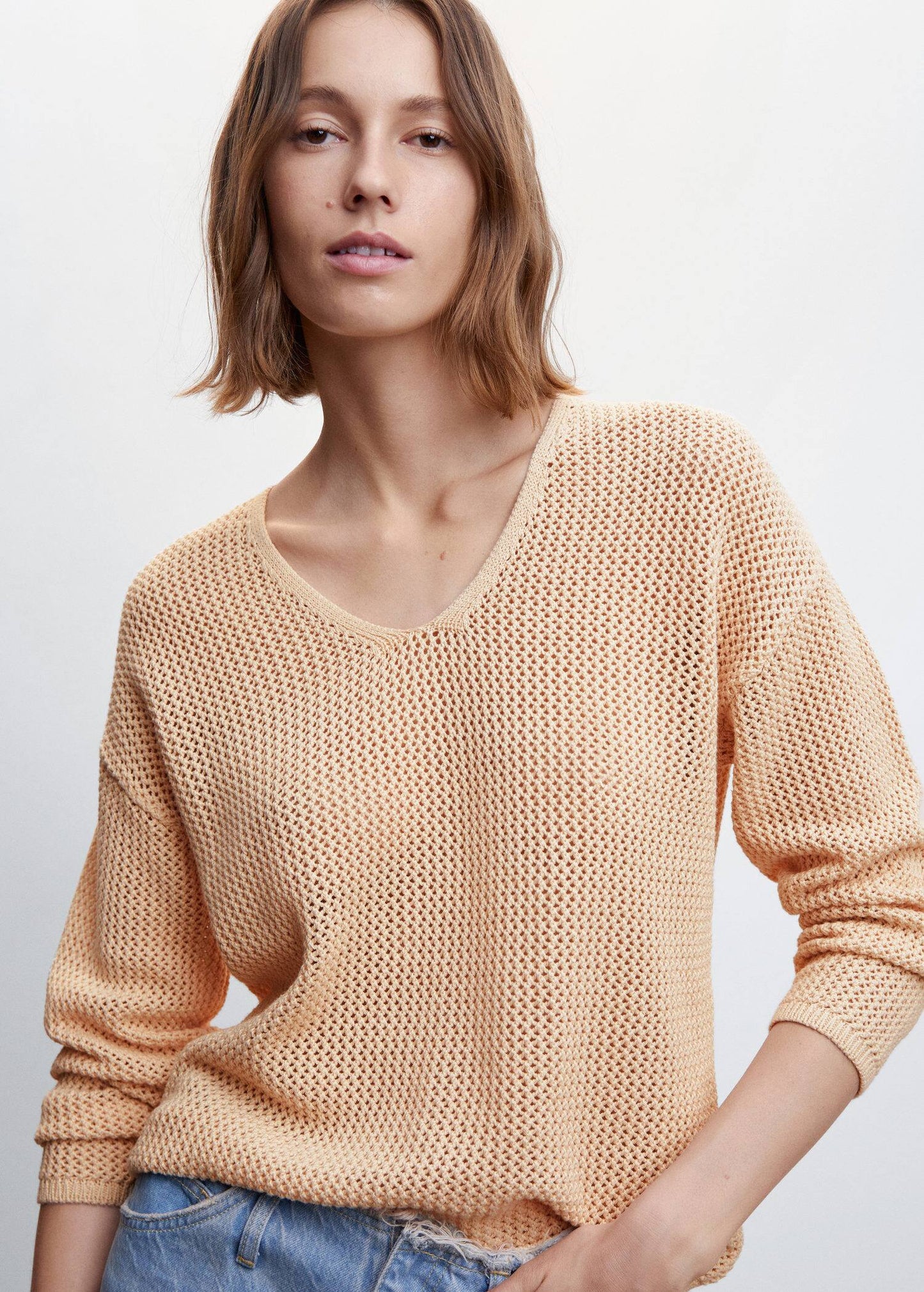 Sudadera Cuello Pico Café