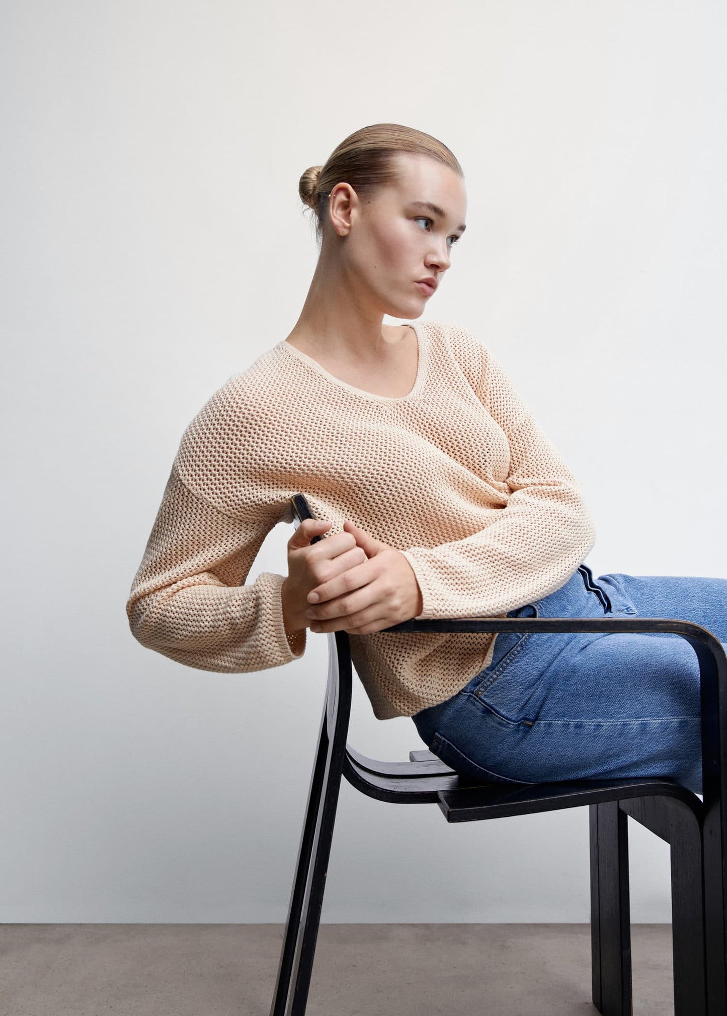 Sudadera Cuello Pico Café