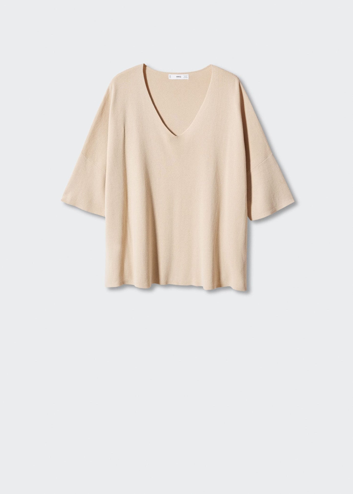 Sudadera Oversize Manga Tres Cuartos Beige