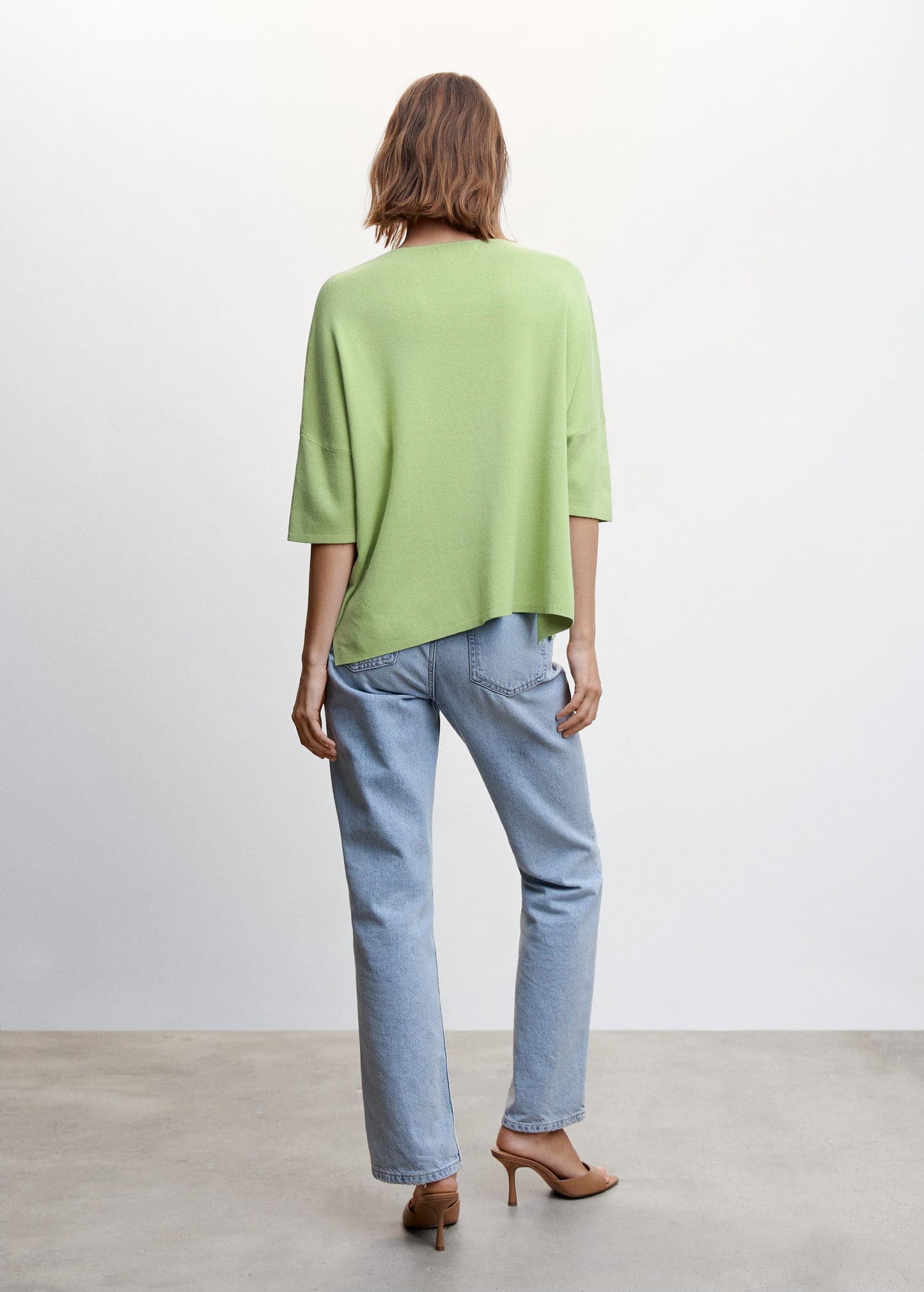 Sudadera Oversize Manga Tres Cuartos Verde