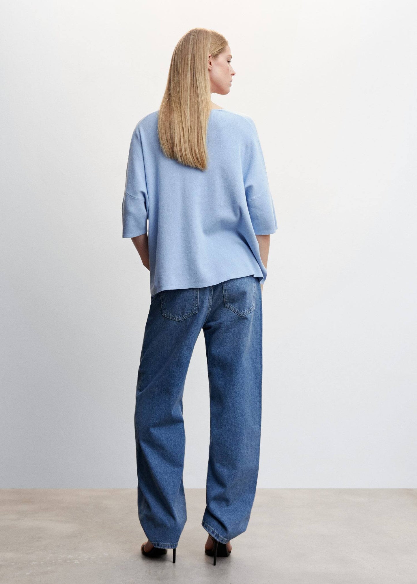 Sudaderas Oversize Manga Tres Cuartos Celeste