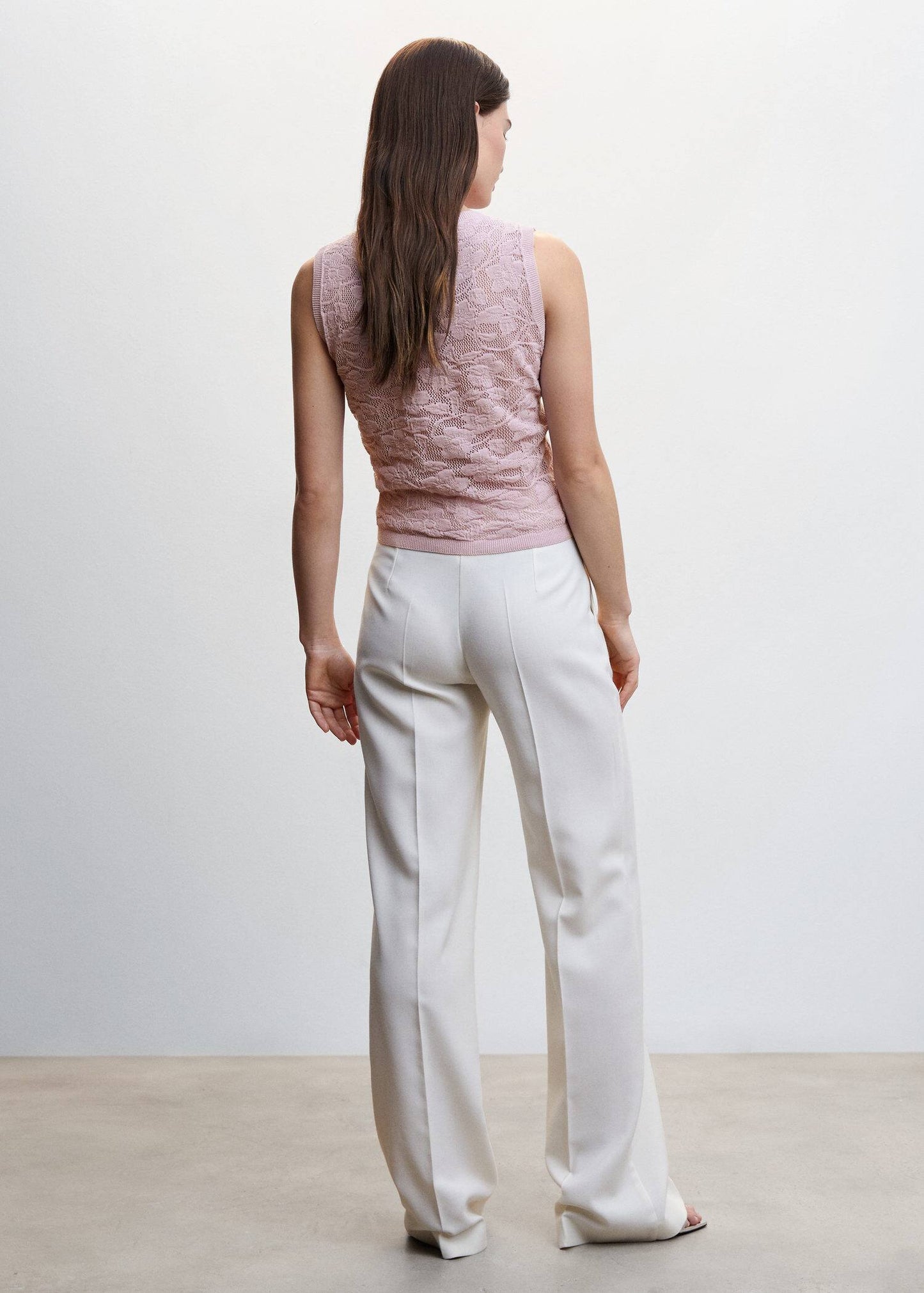Top Punto Calado Floral Rosa
