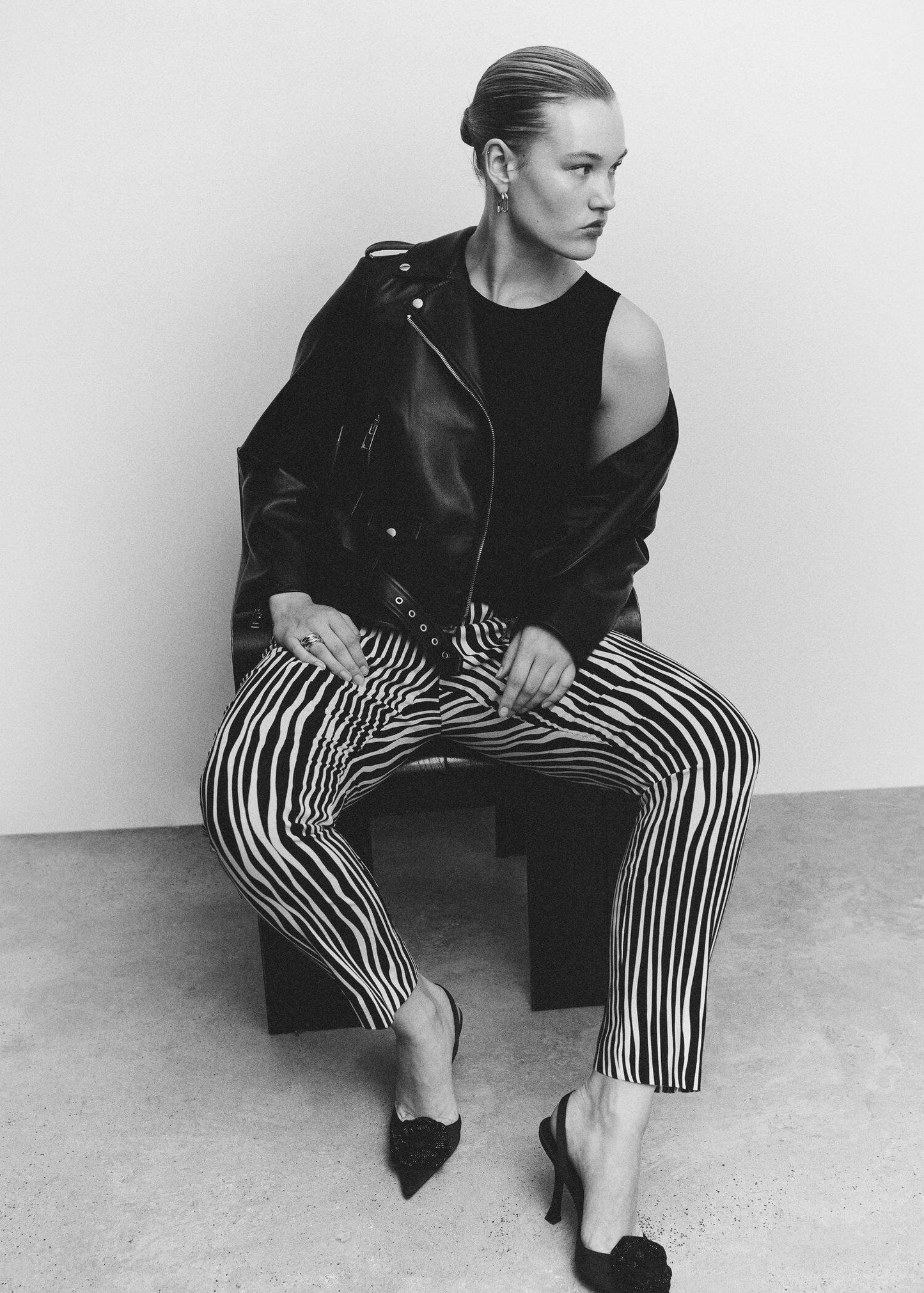 Pantalón Estampado Negro
