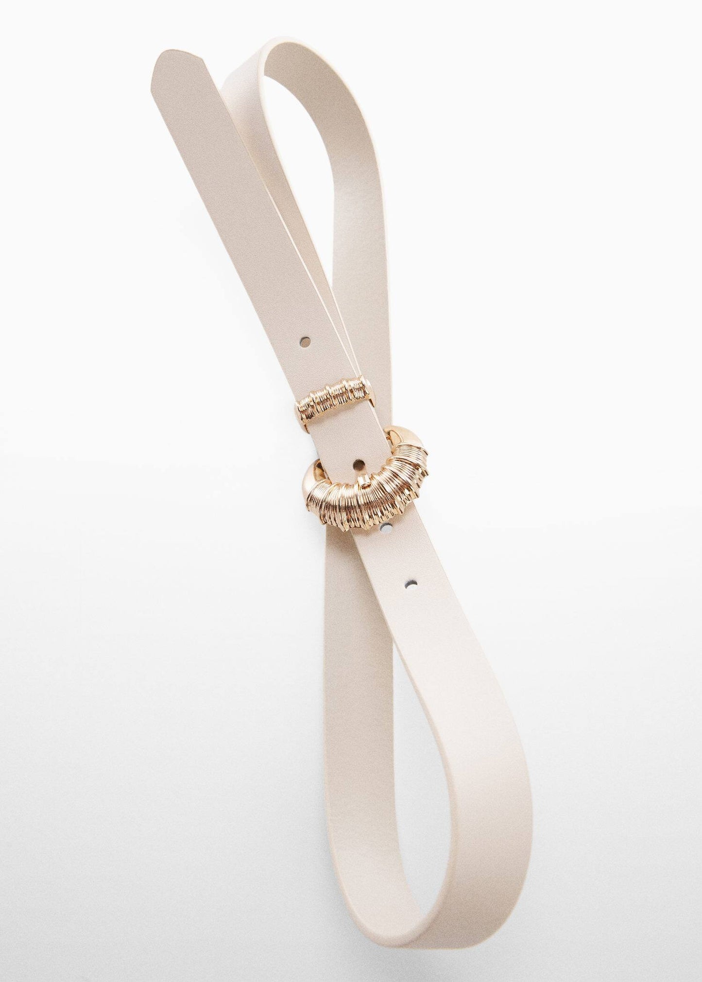 Cinturón Hebilla Relieve Blanco