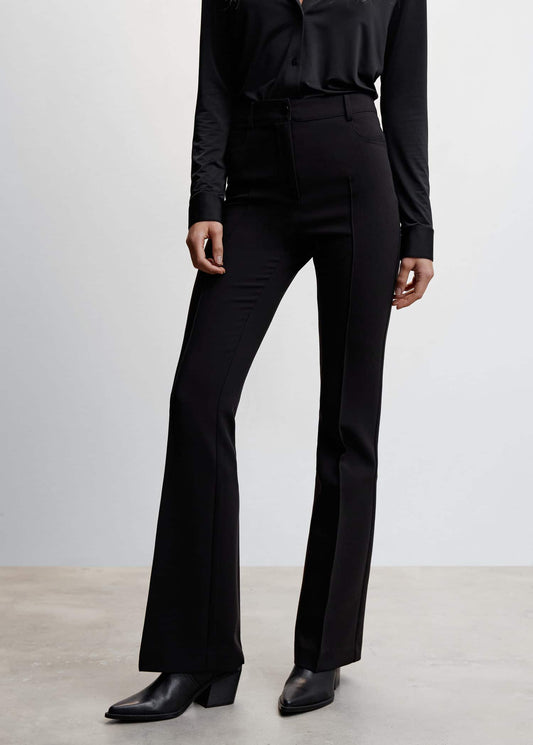 Pantalón Acampanado Pinzas Negro
