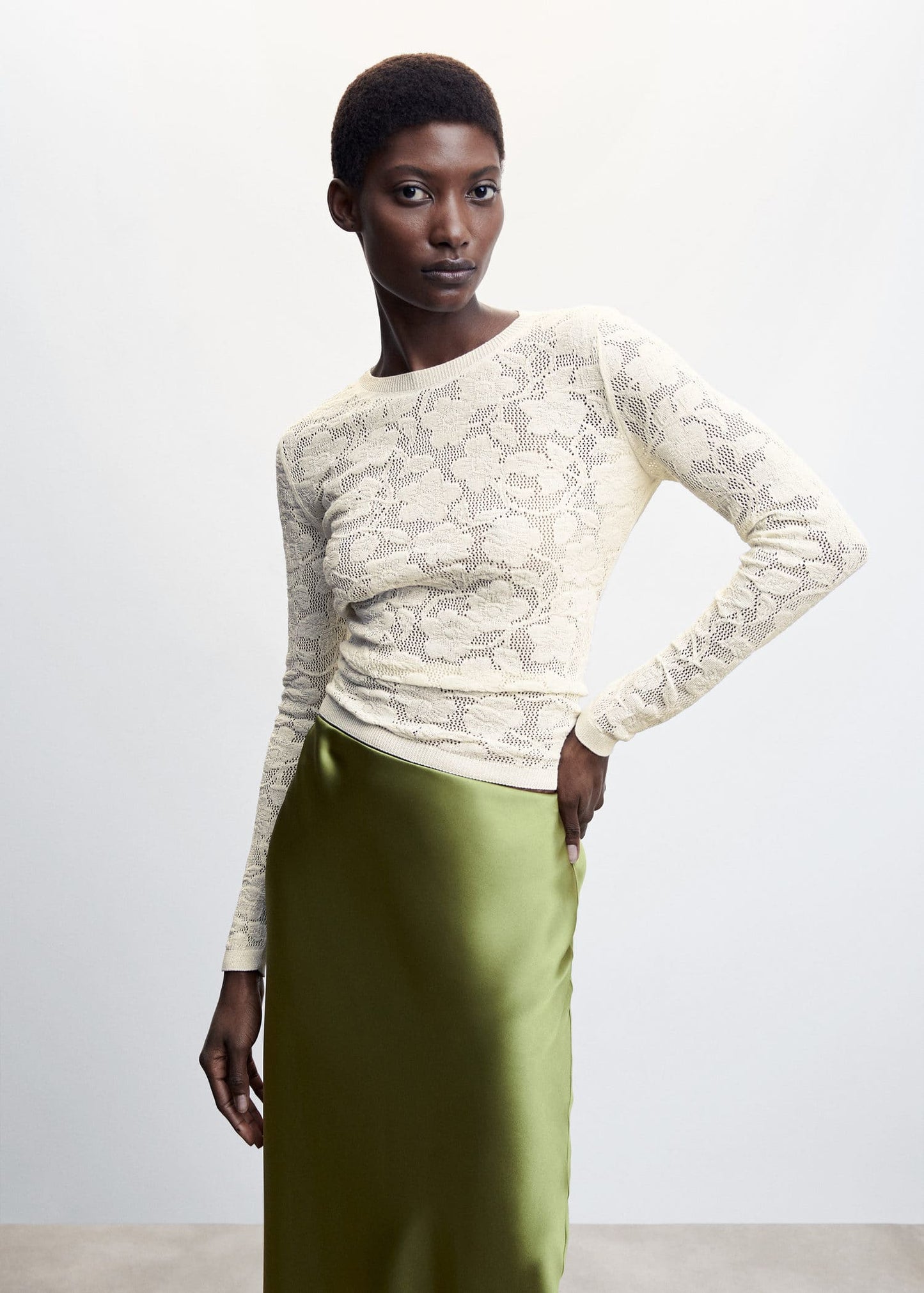 Top Punto Calado Floral Blanco