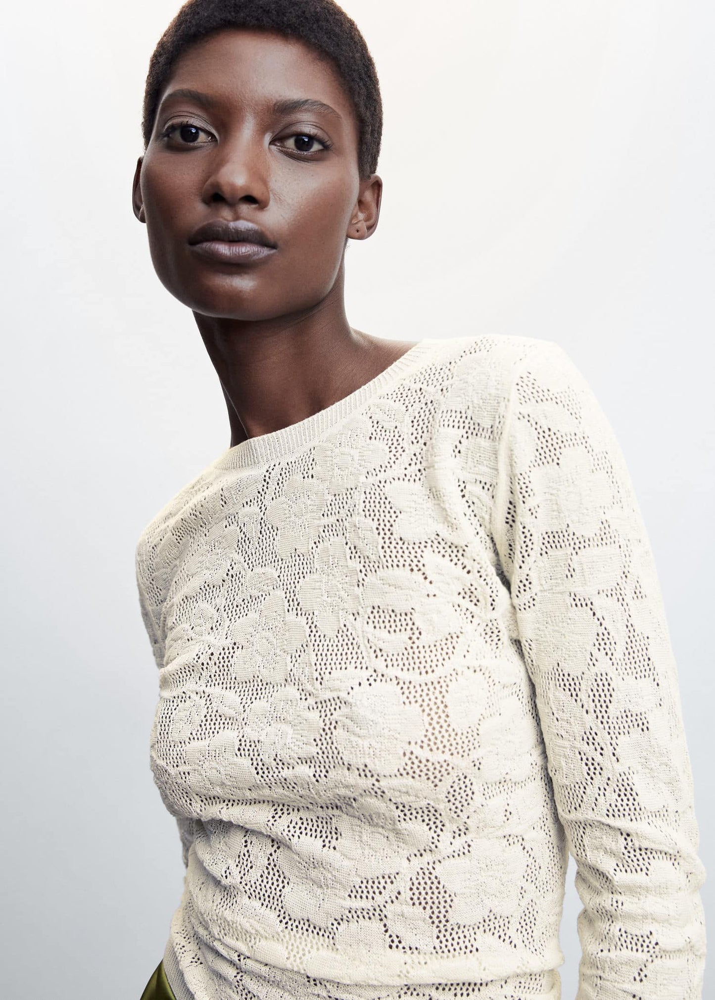 Top Punto Calado Floral Blanco