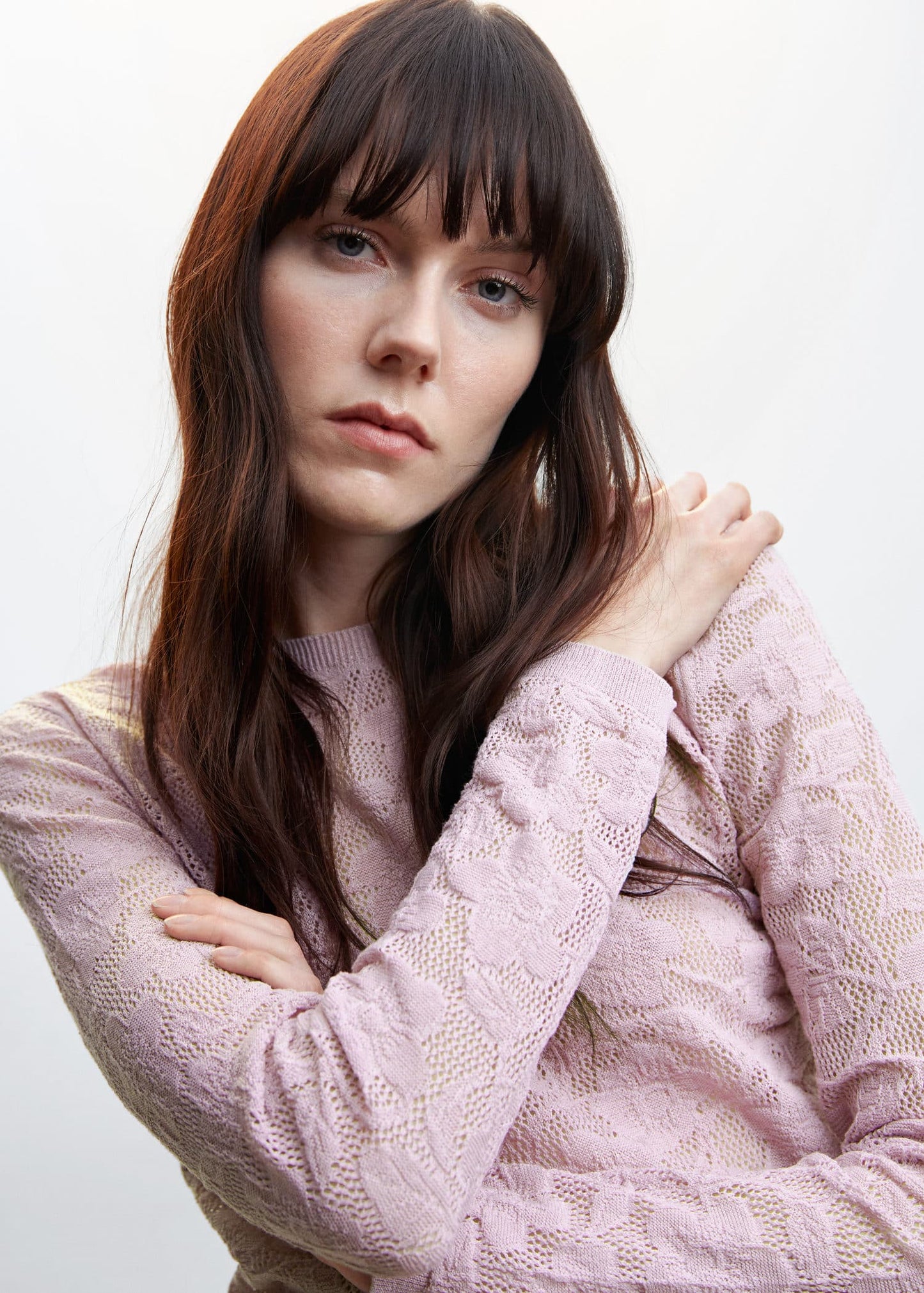 Sudadera Calado Floral Rosa