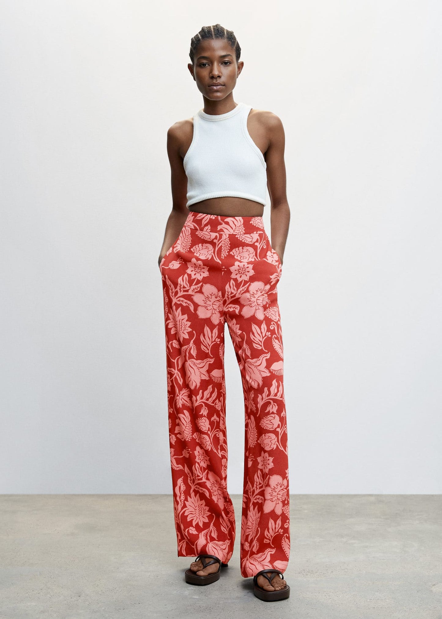 Pantalón Palazzo Floral Rosa