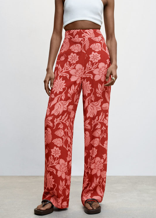 Pantalón Palazzo Floral Rosa