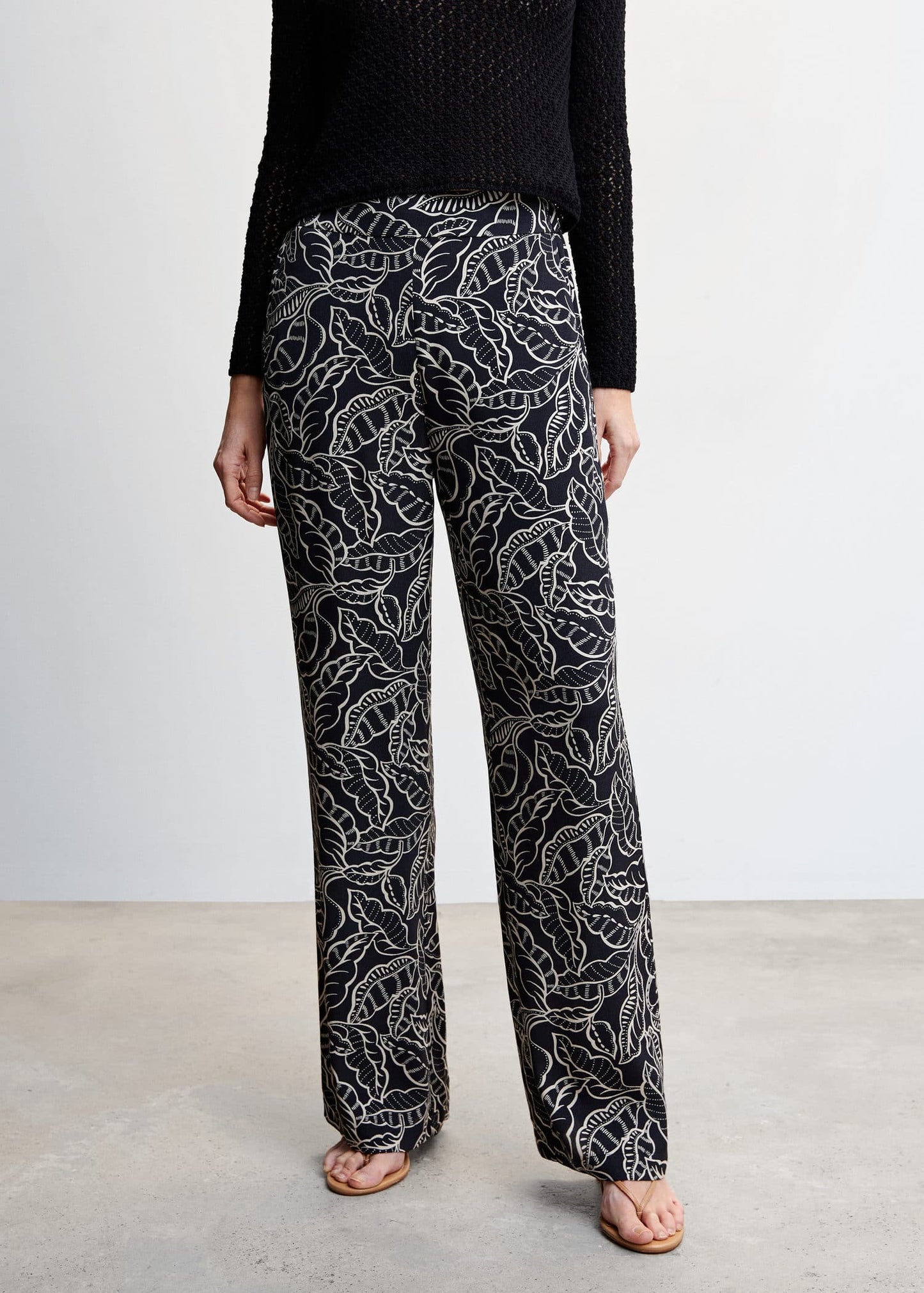 Pantalón Palazzo Floral Negro