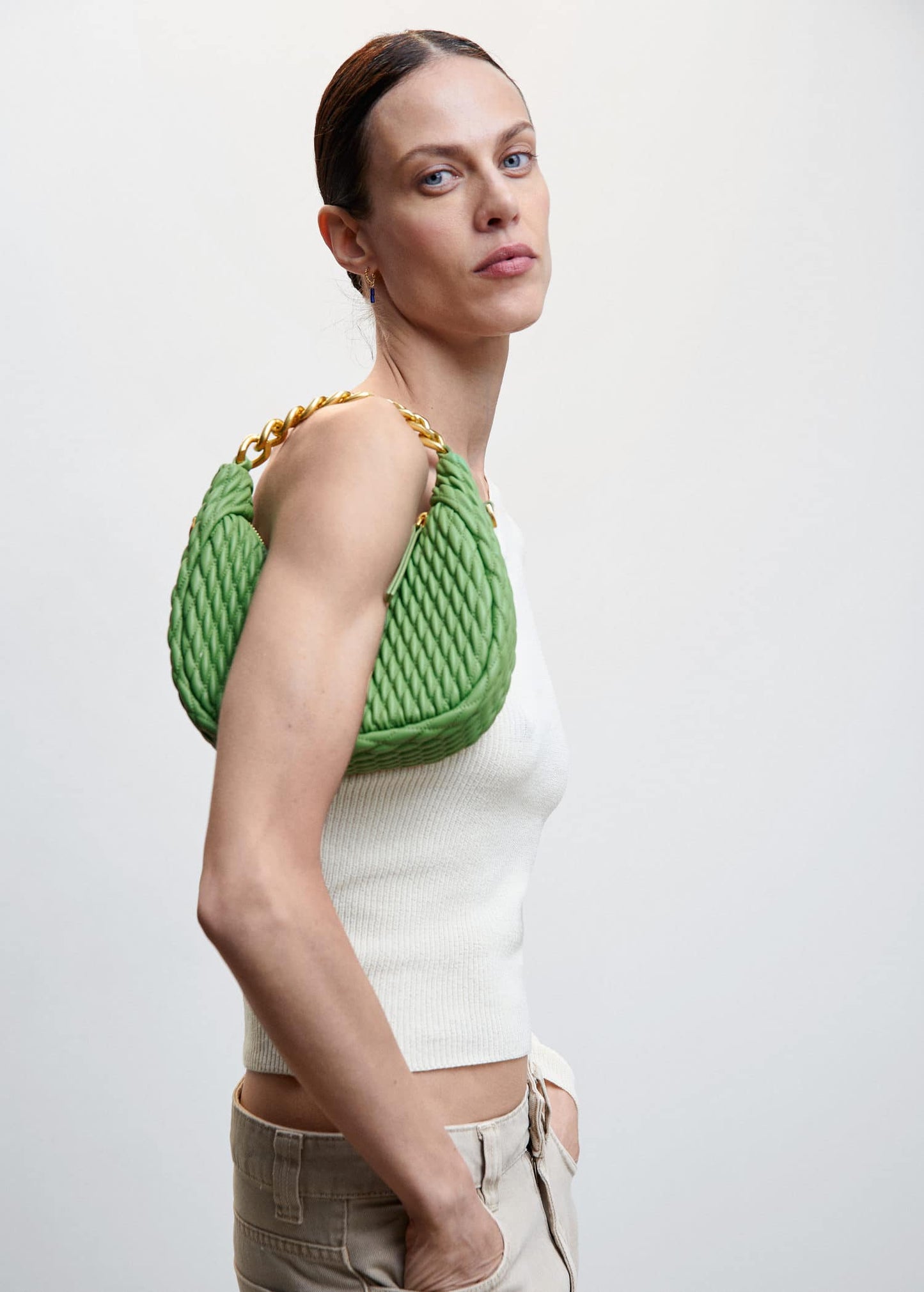 Bolso Textura Cadena Verde