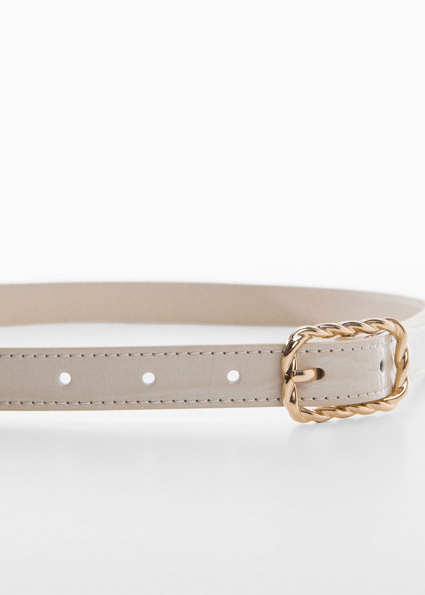 Cinturón Hebilla Relieve Blanco