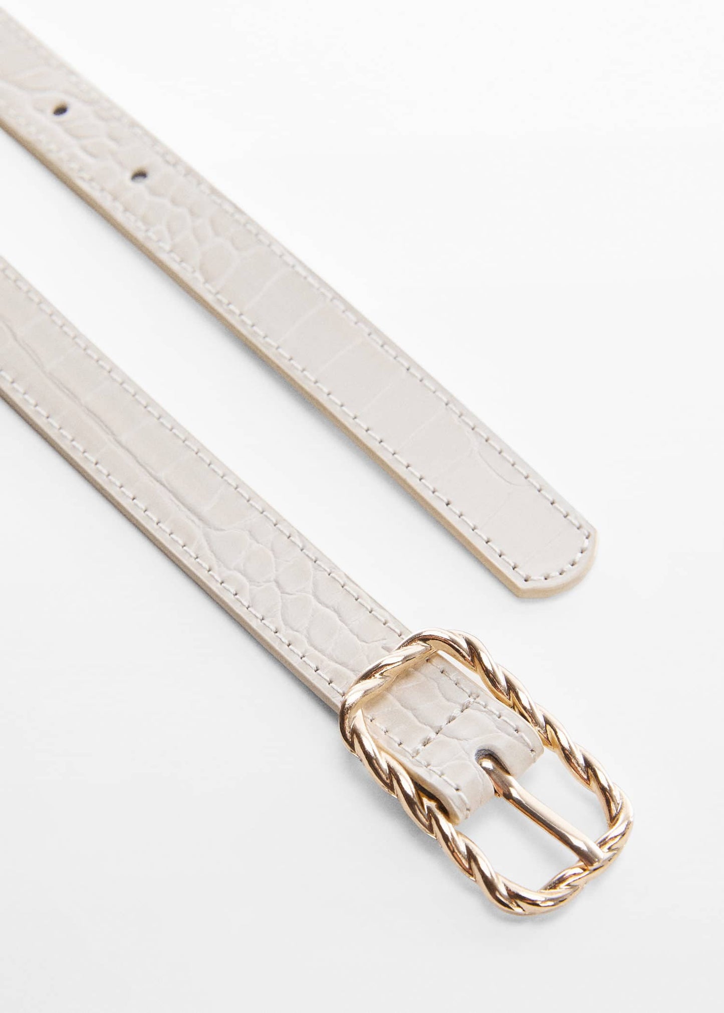 Cinturón Hebilla Relieve Blanco