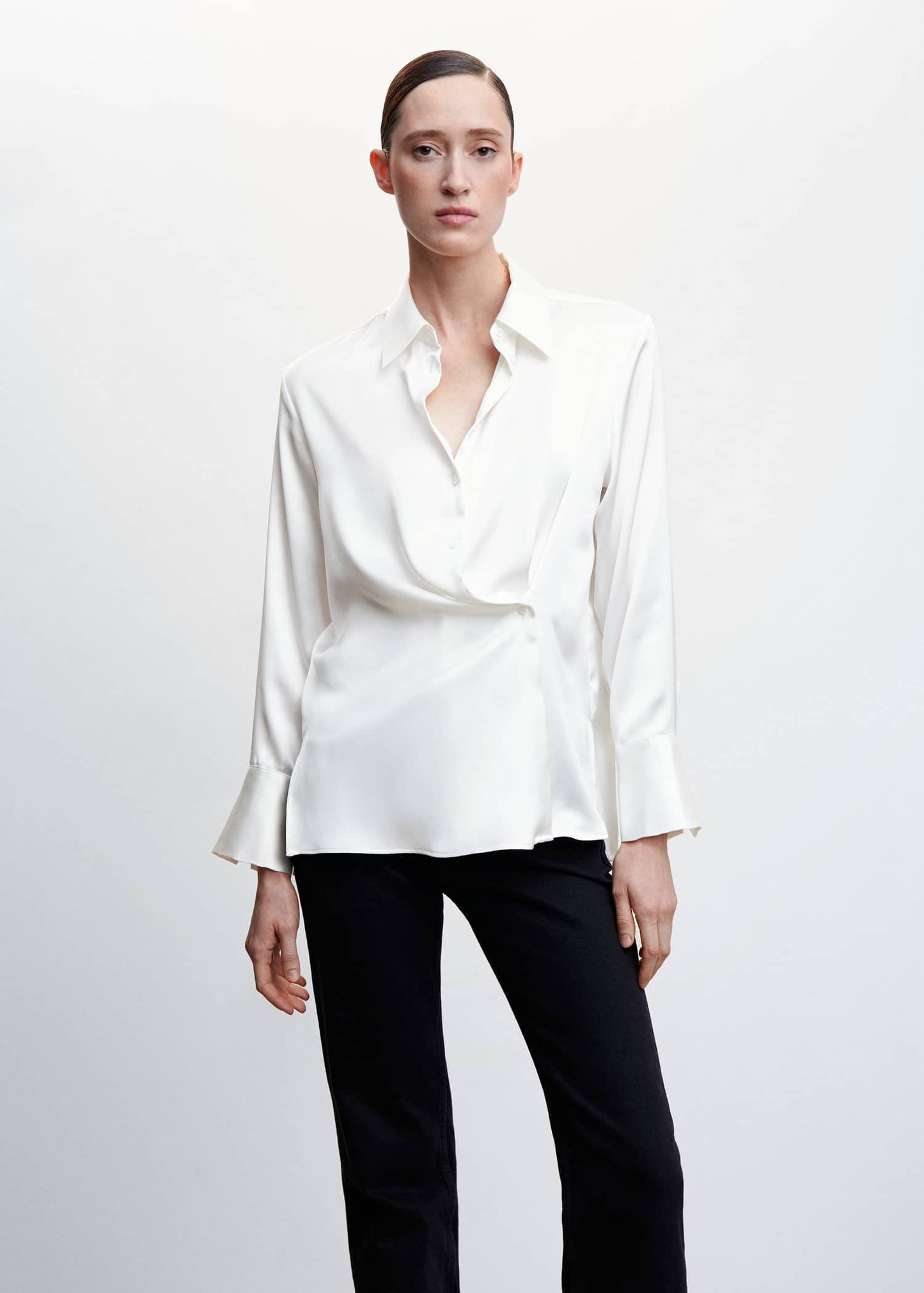 Blusa Detalle Drapeado Blanco