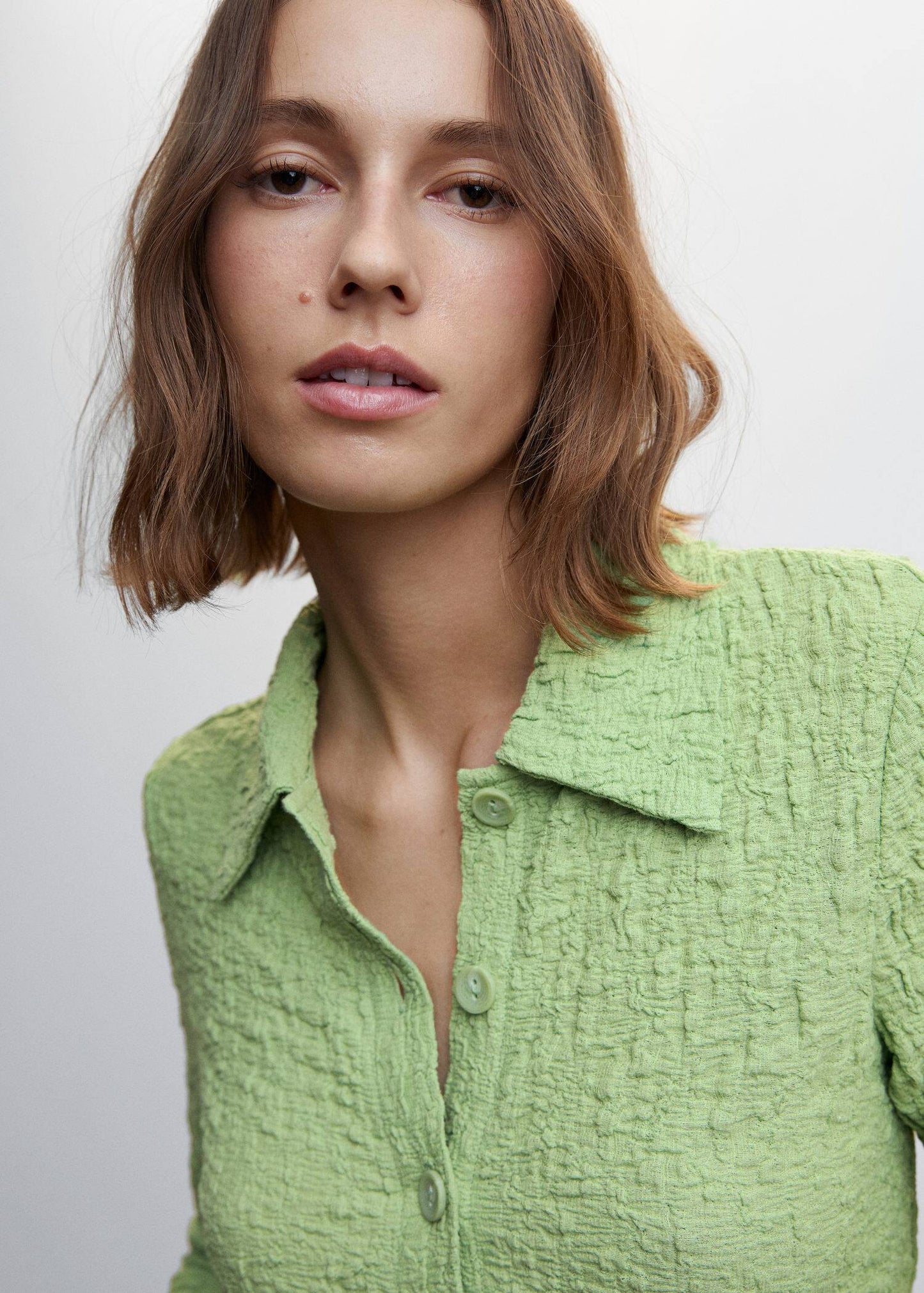 Blusa Textura Botones Verde