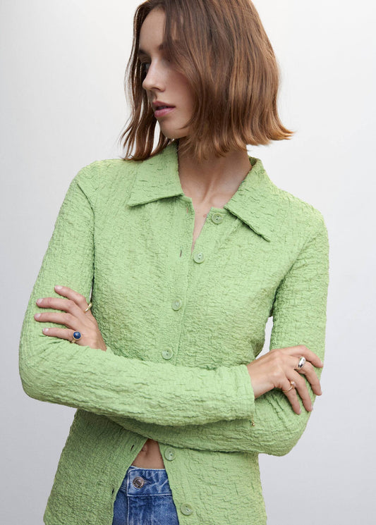 Blusa Textura Botones Verde