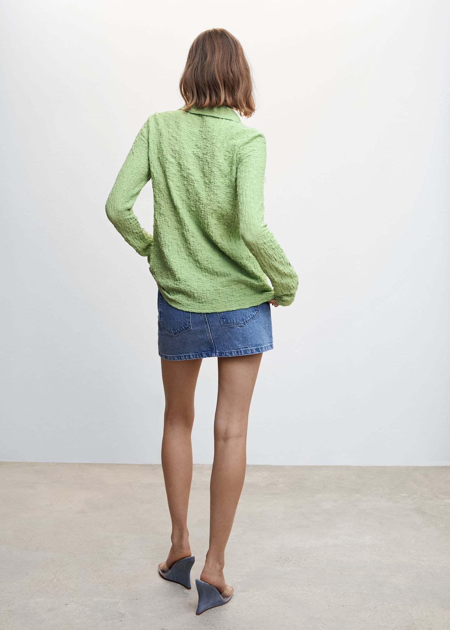 Blusa Textura Botones Verde