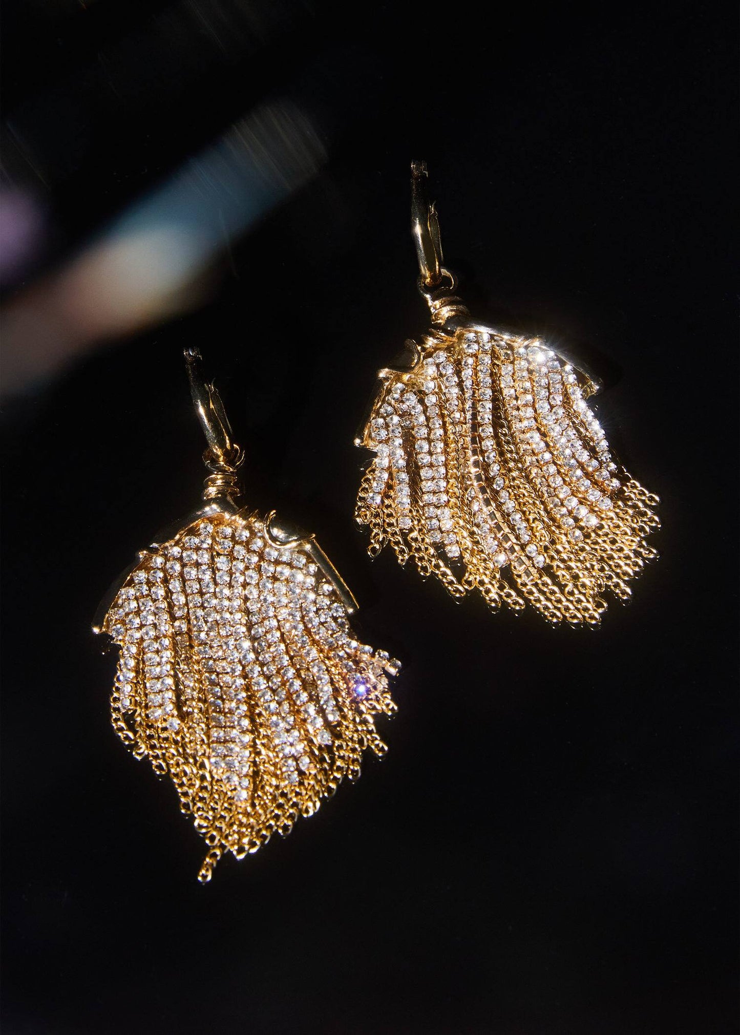 Pendientes Cascada Cristal Dorado