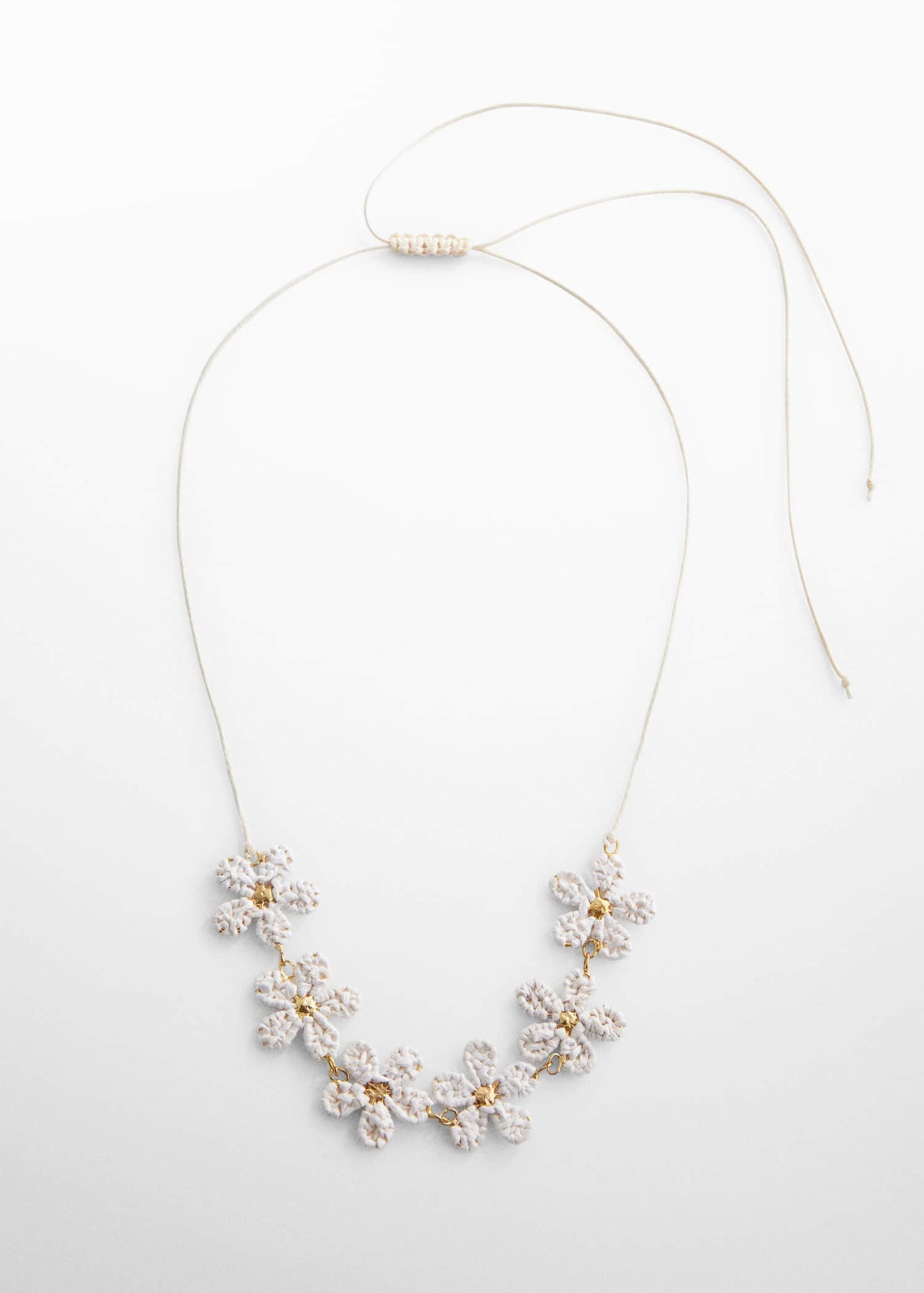 Collar Crochet Flores Blanco