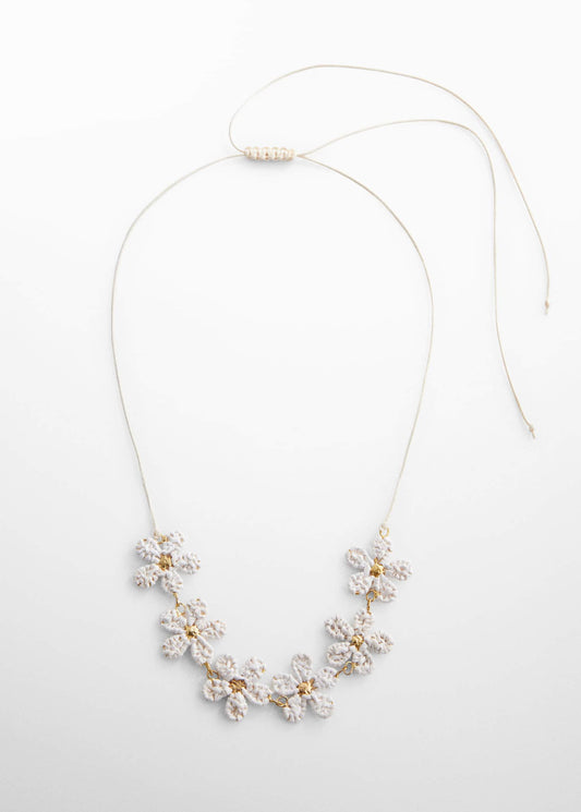 Collar Crochet Flores Blanco