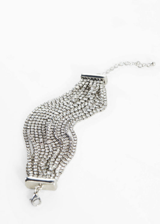 Pulsera Cristales Facetados Plateado