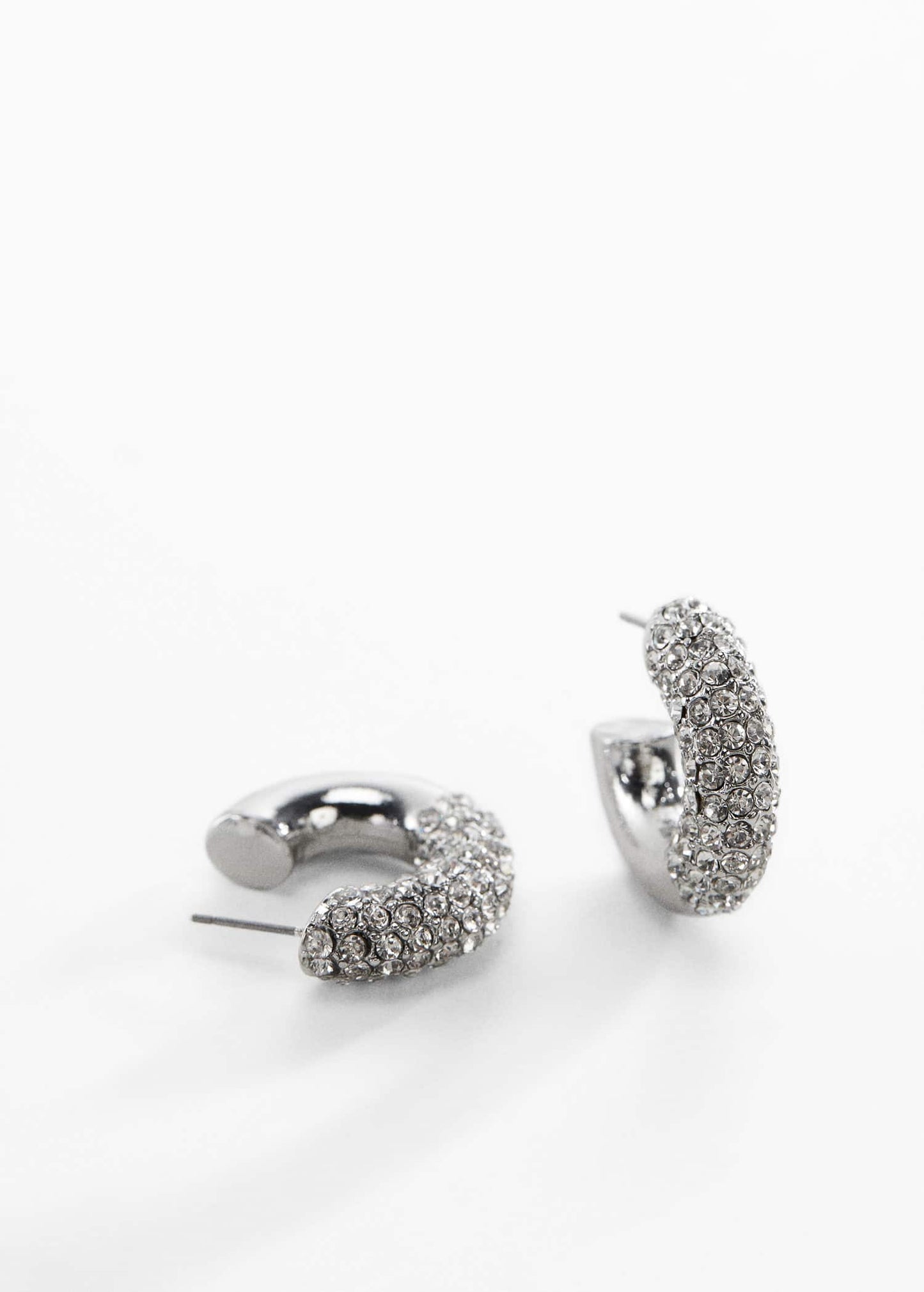 Pendientes Aro Cristales Facetado Plateado