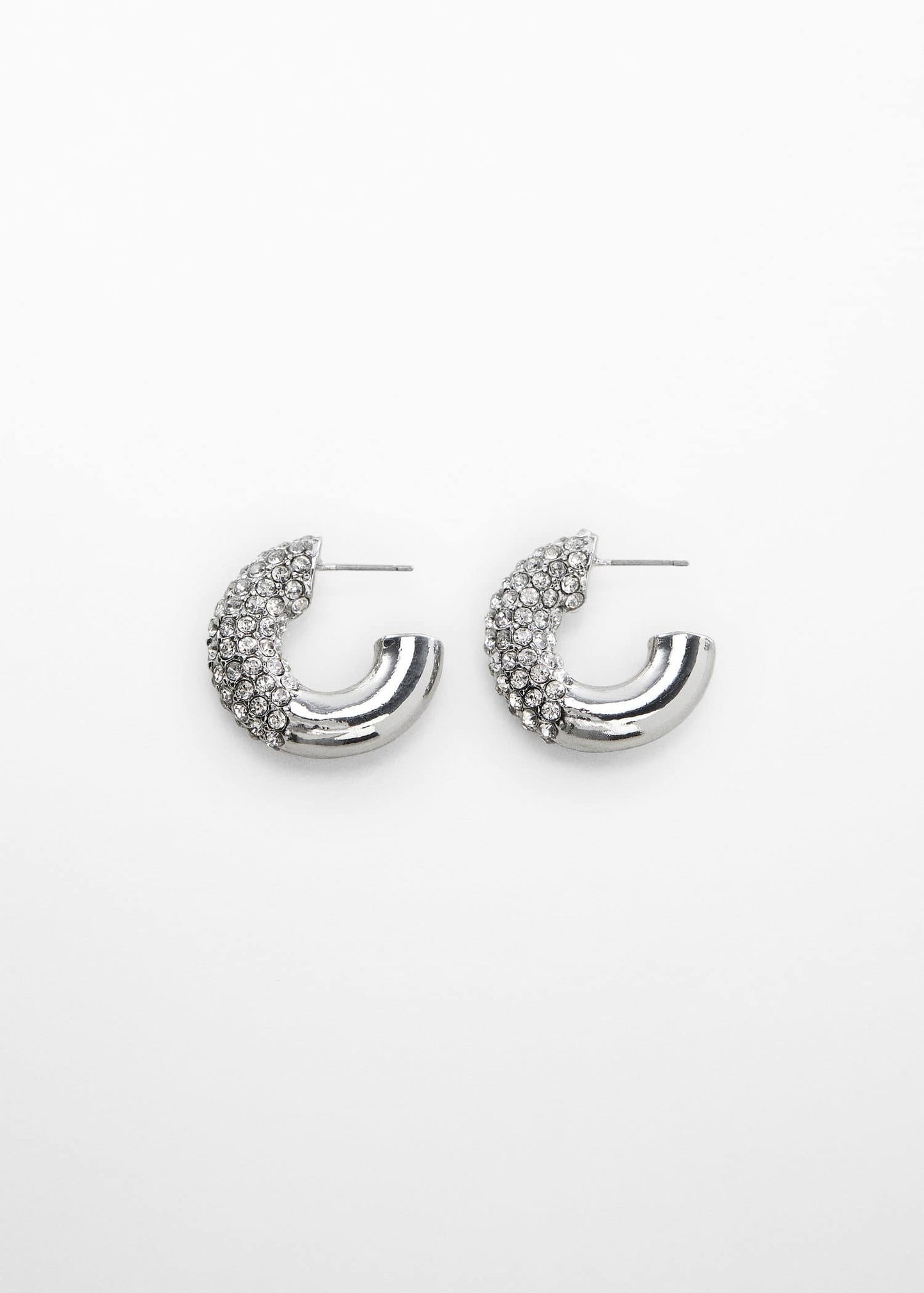 Pendientes Aro Cristales Facetado Plateado