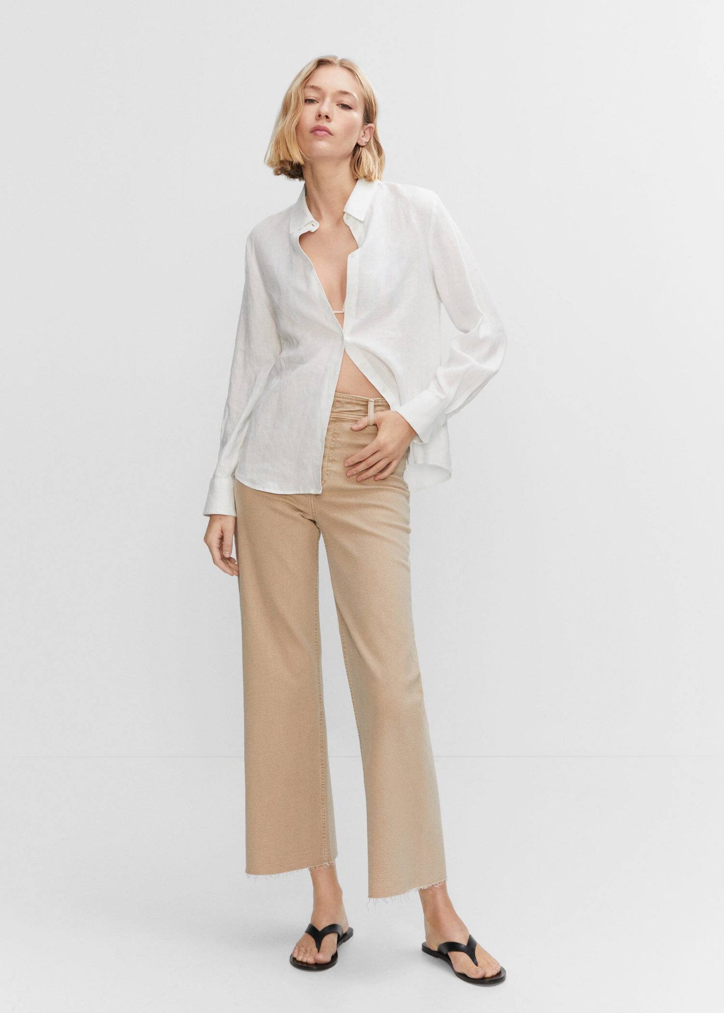 Jeans Tiro Alto Beige