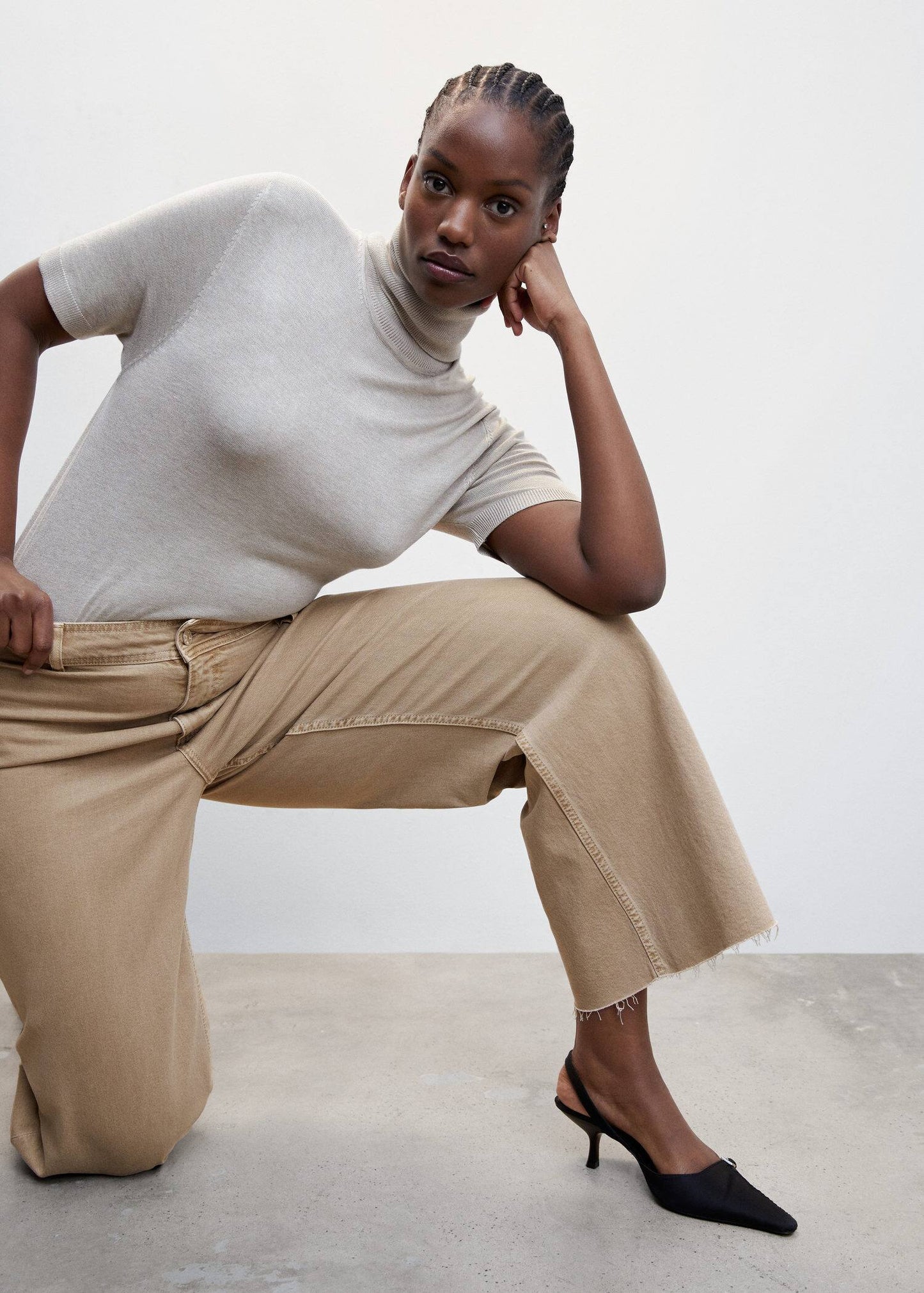 Jeans Tiro Alto Beige