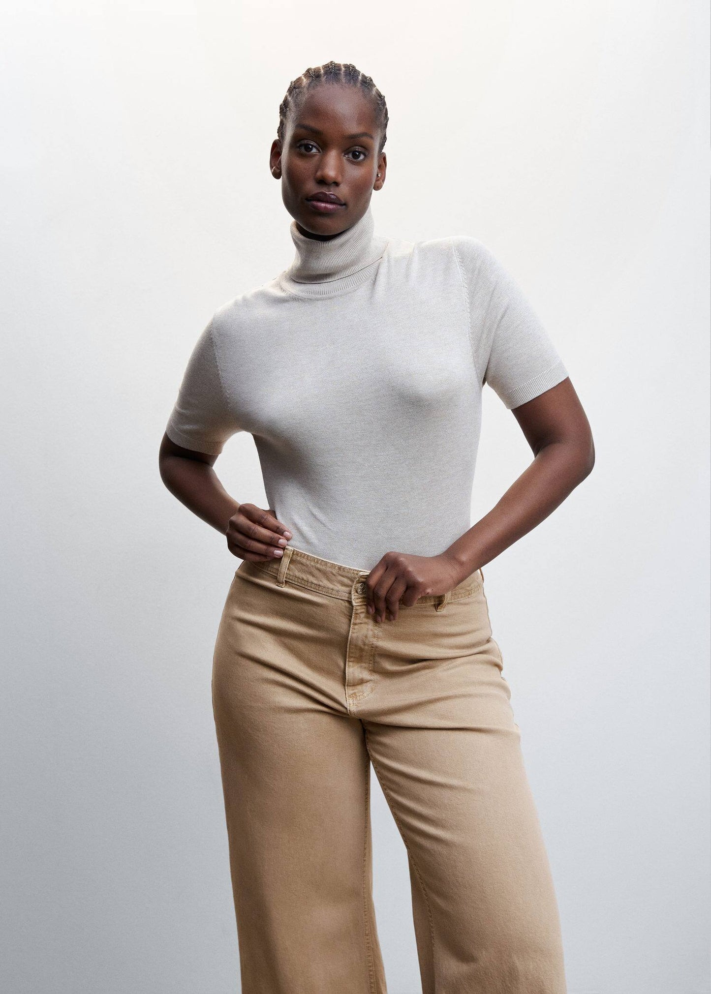 Jeans Tiro Alto Beige