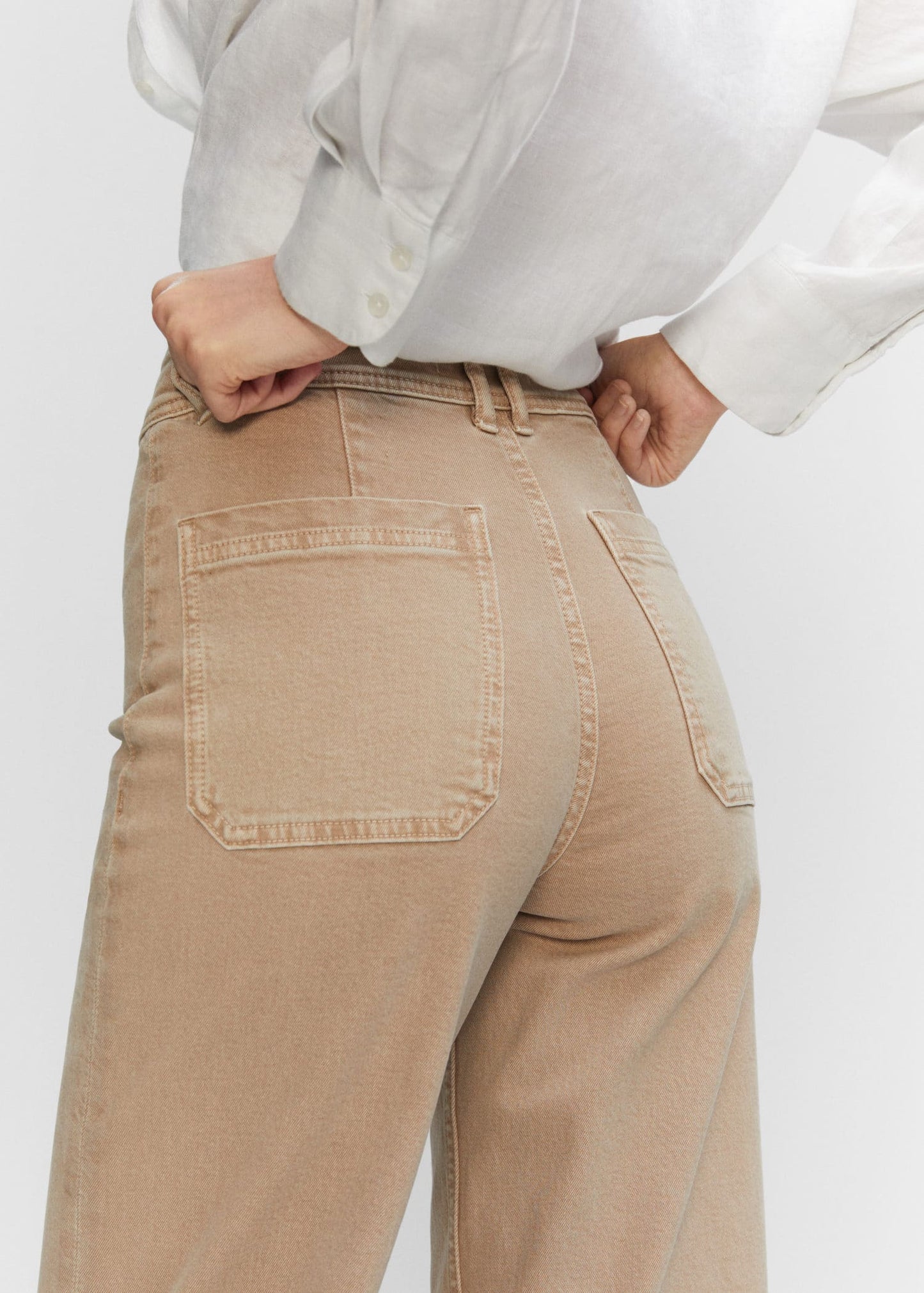 Jeans Tiro Alto Beige