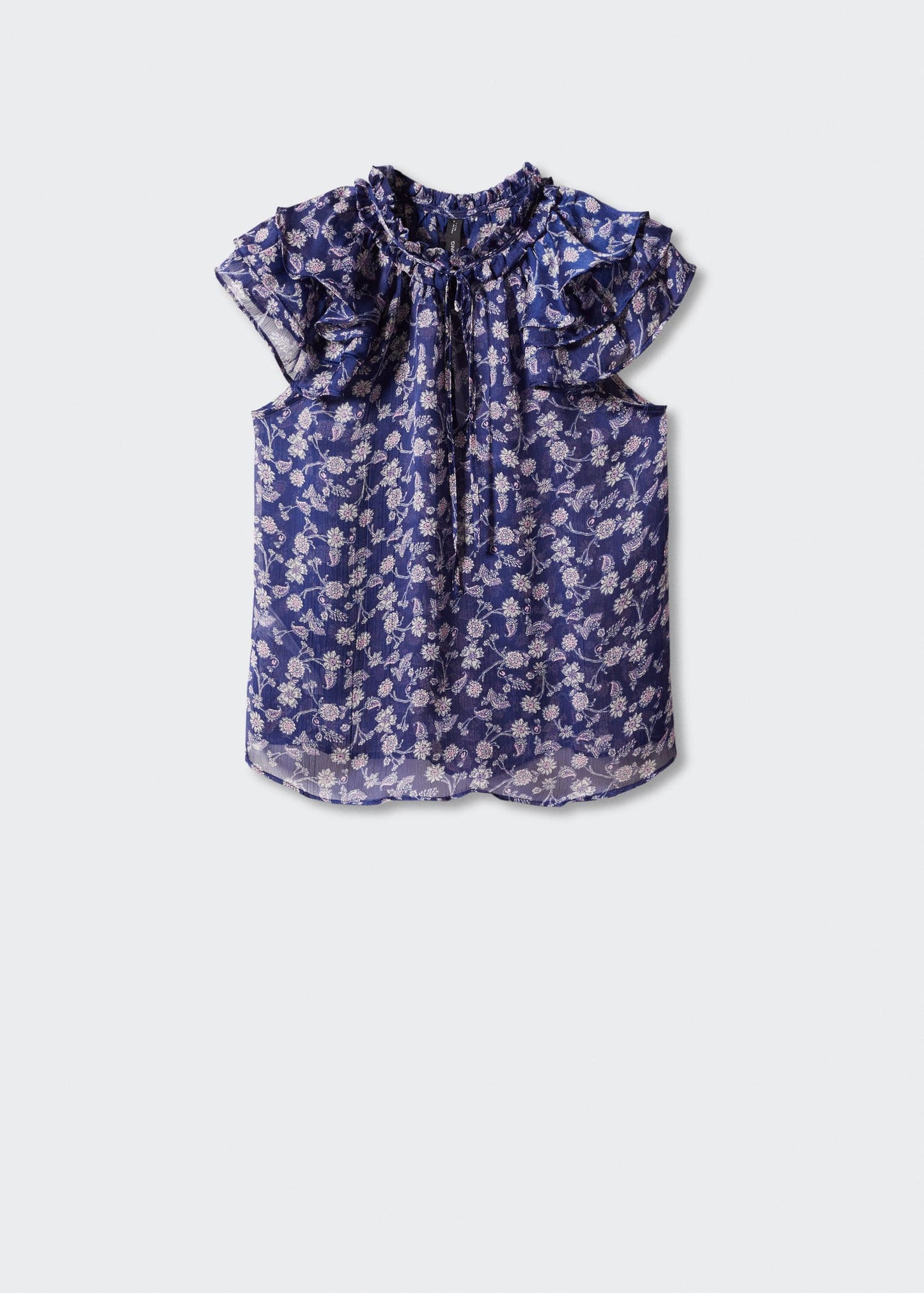 Blusa Floral Volantes Azul