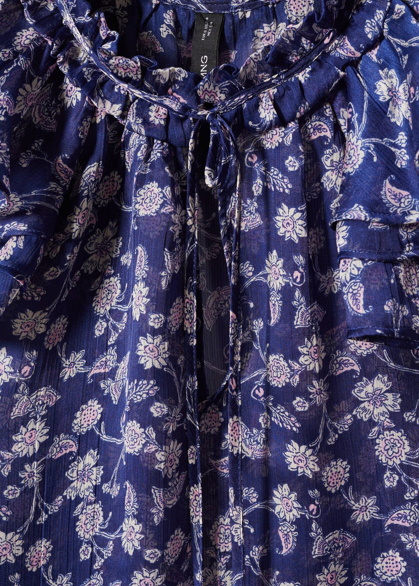 Blusa Floral Volantes Azul