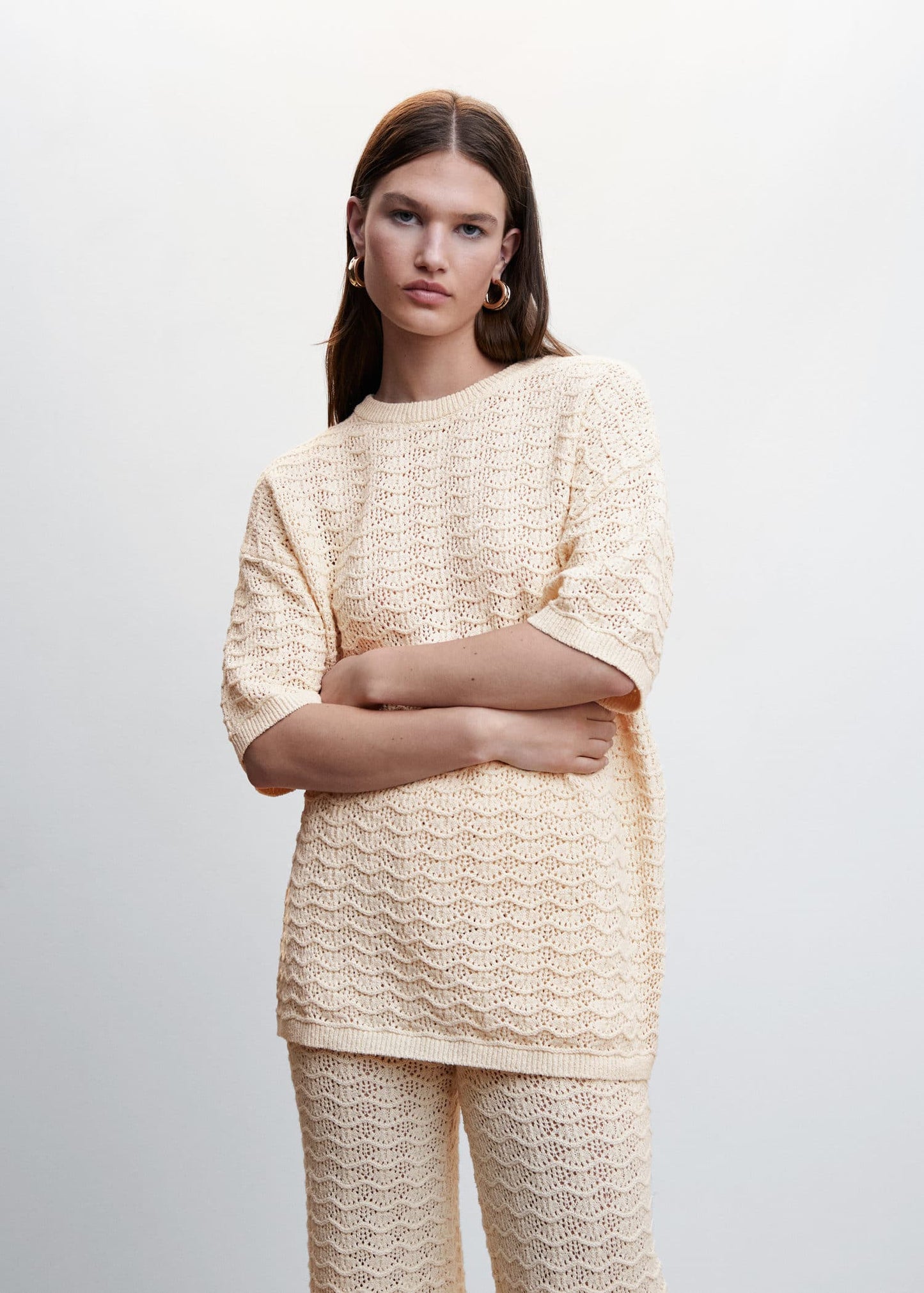 Sudadera Manga Corta Beige