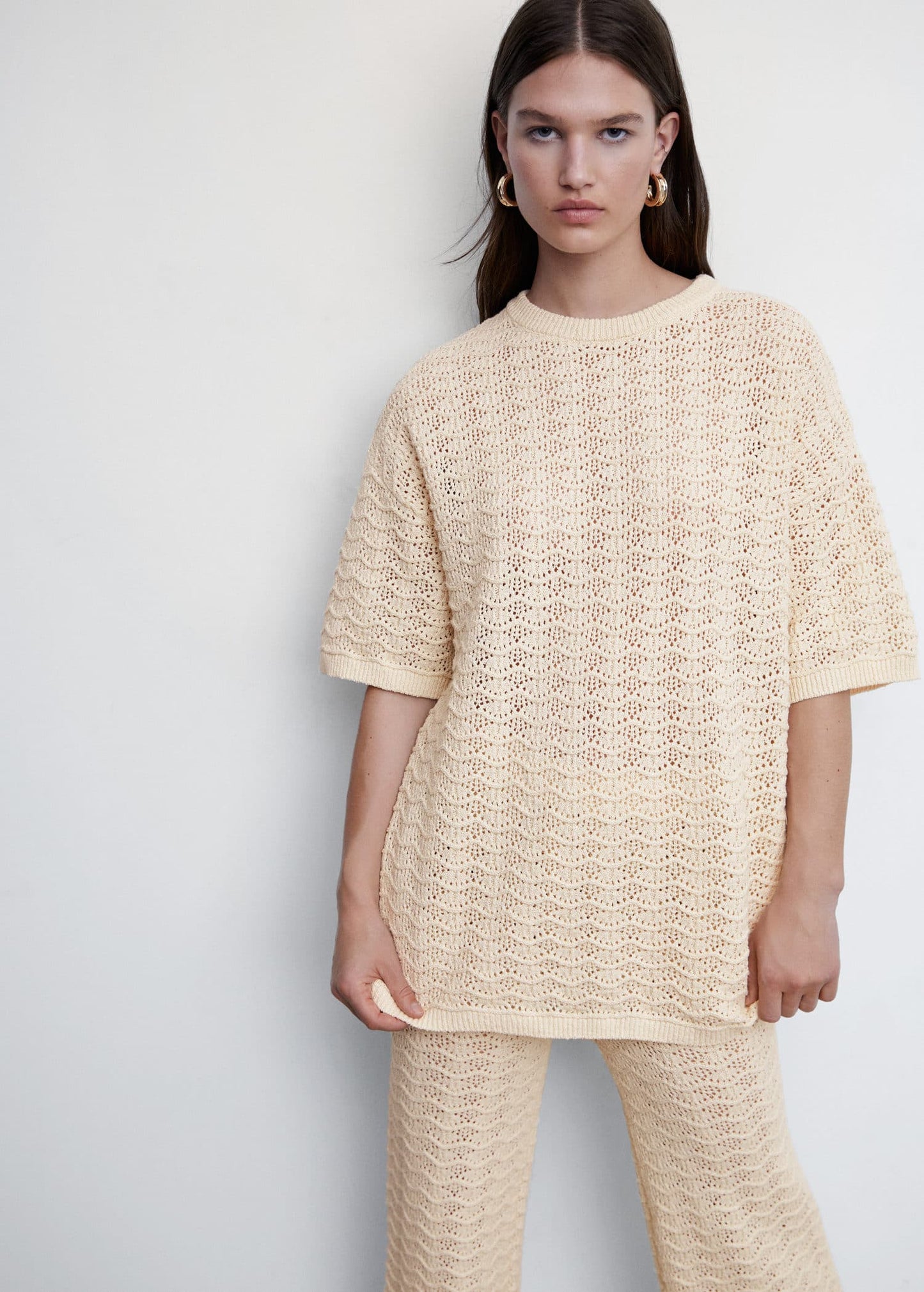 Sudadera Manga Corta Beige