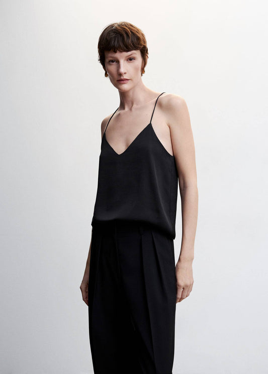 Top Tirantes Satinado Negro