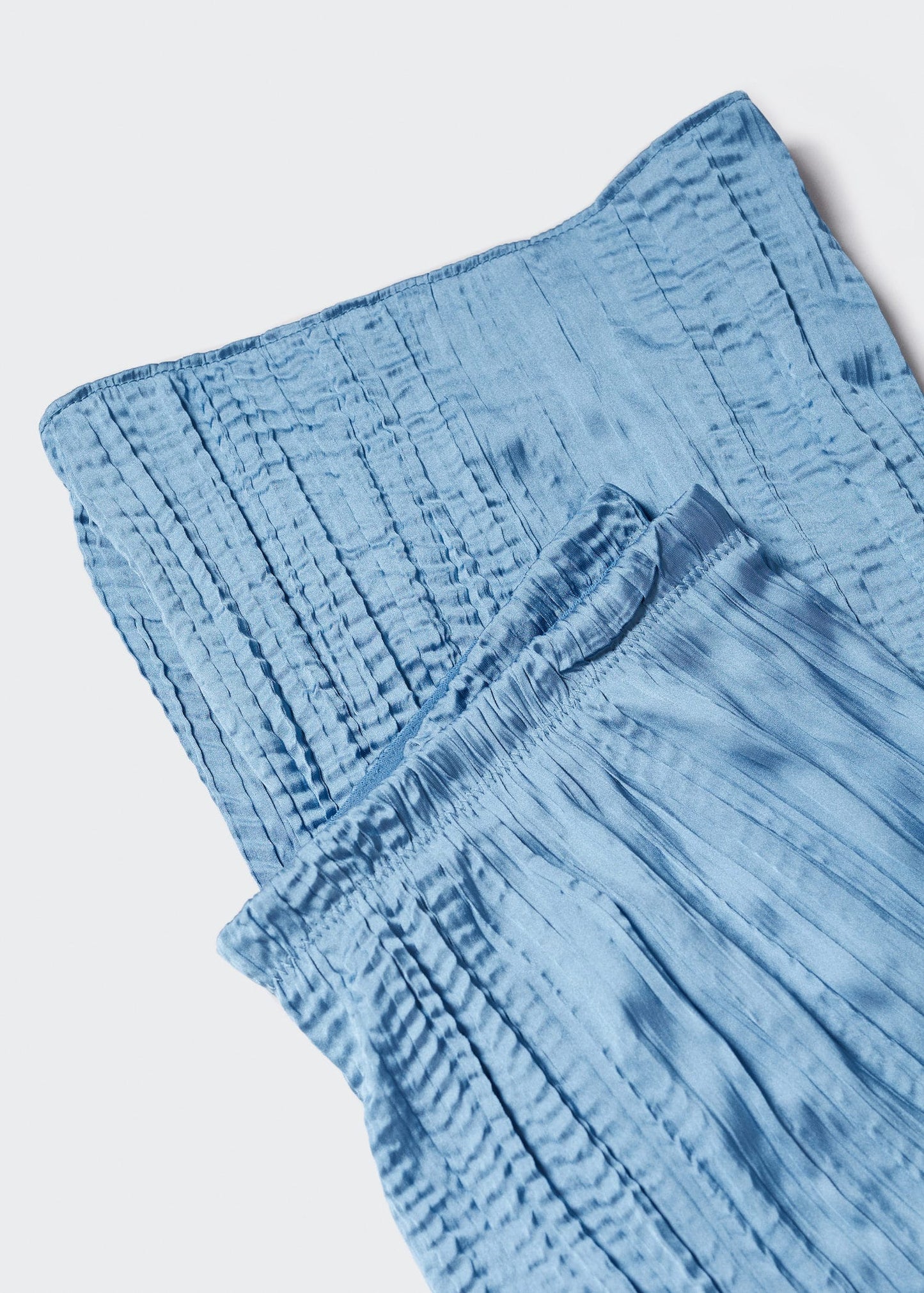 Pantalón Plisado Satinado Azul