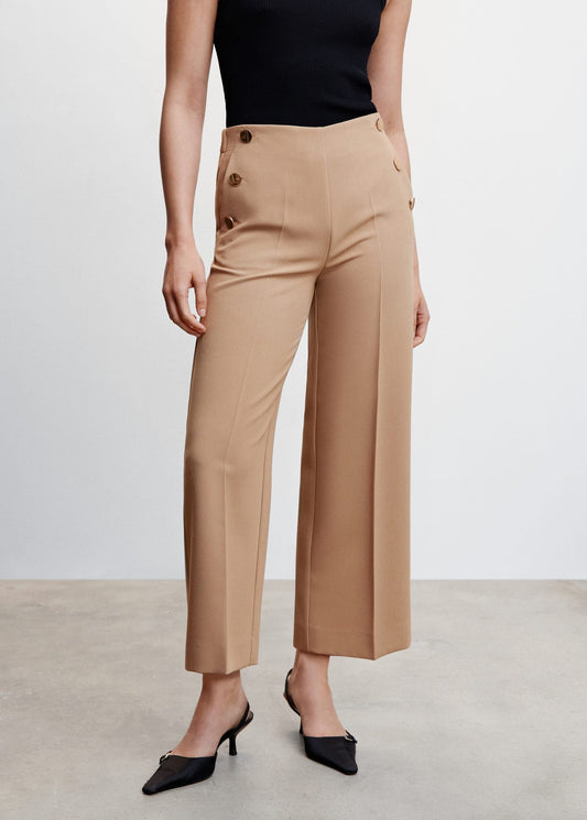 Pantalón Botones Beige