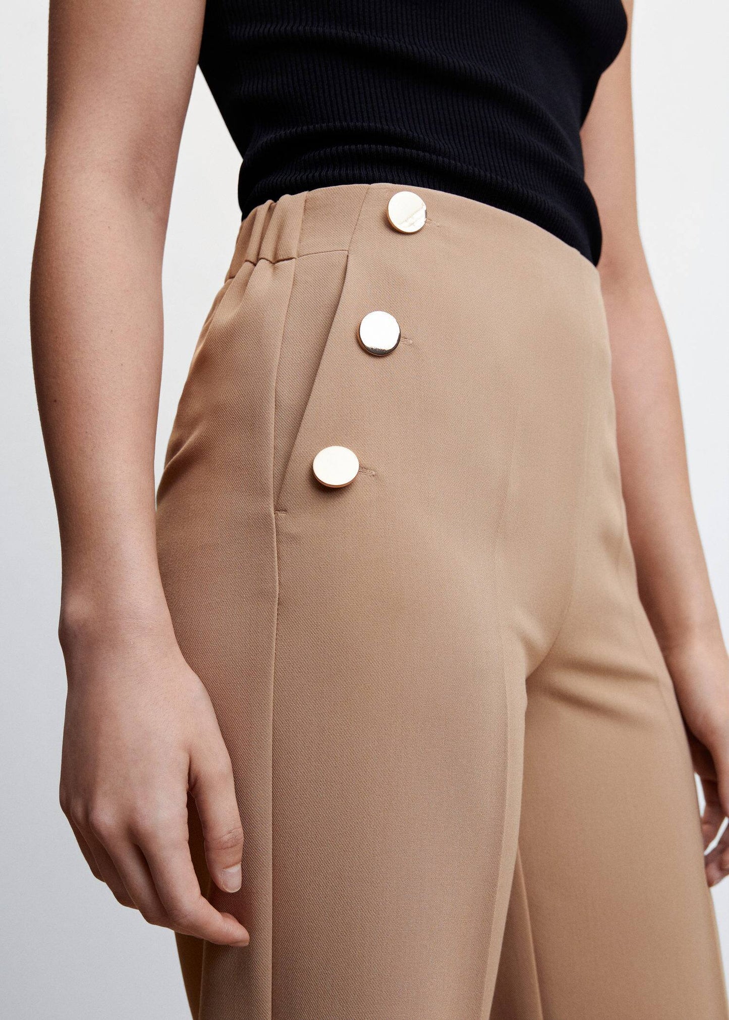 Pantalón Botones Beige